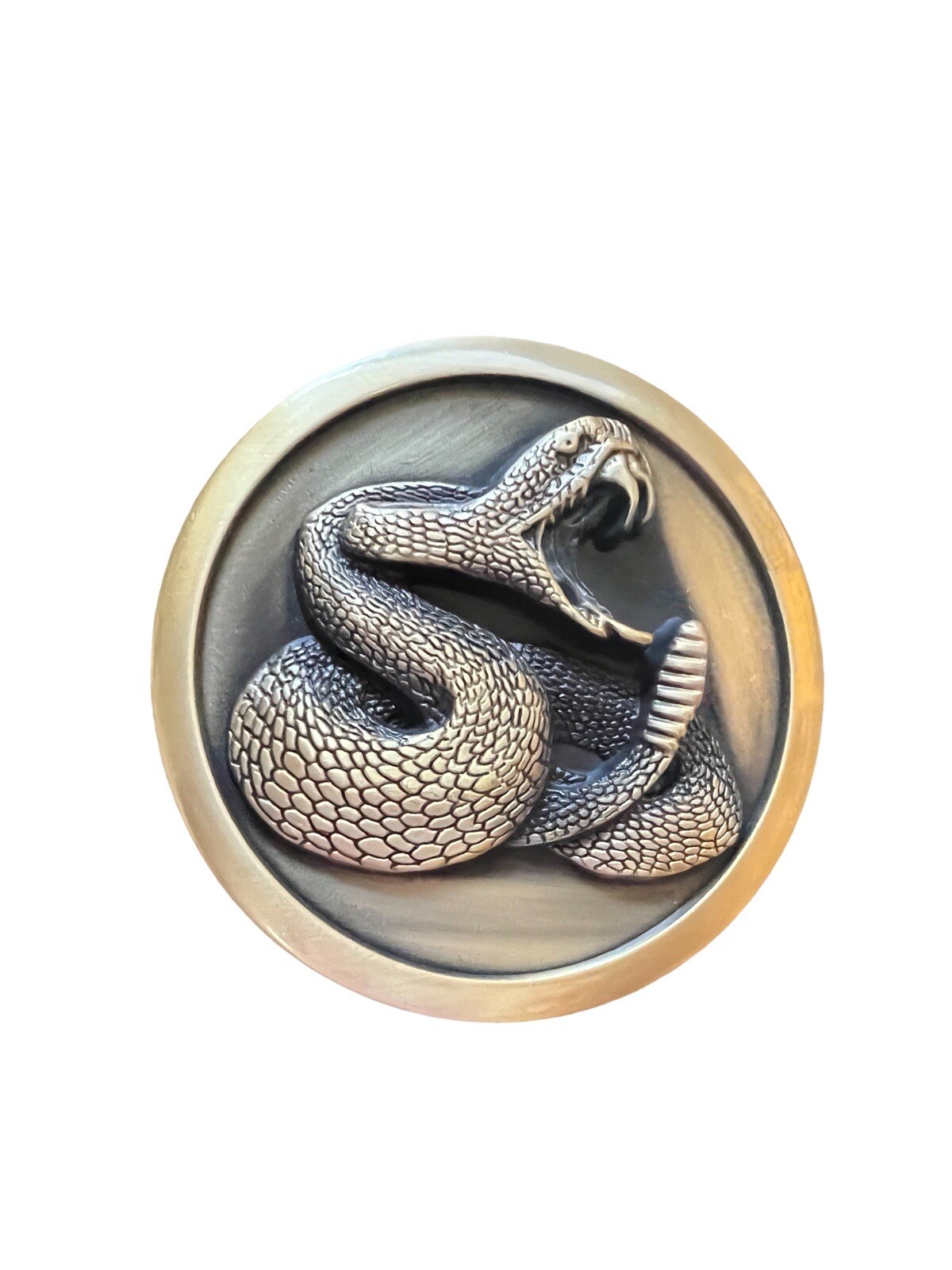 Rattlesnake Cowboy Style Round Belt Buckle Hebilla Vaquera Con Serpiente