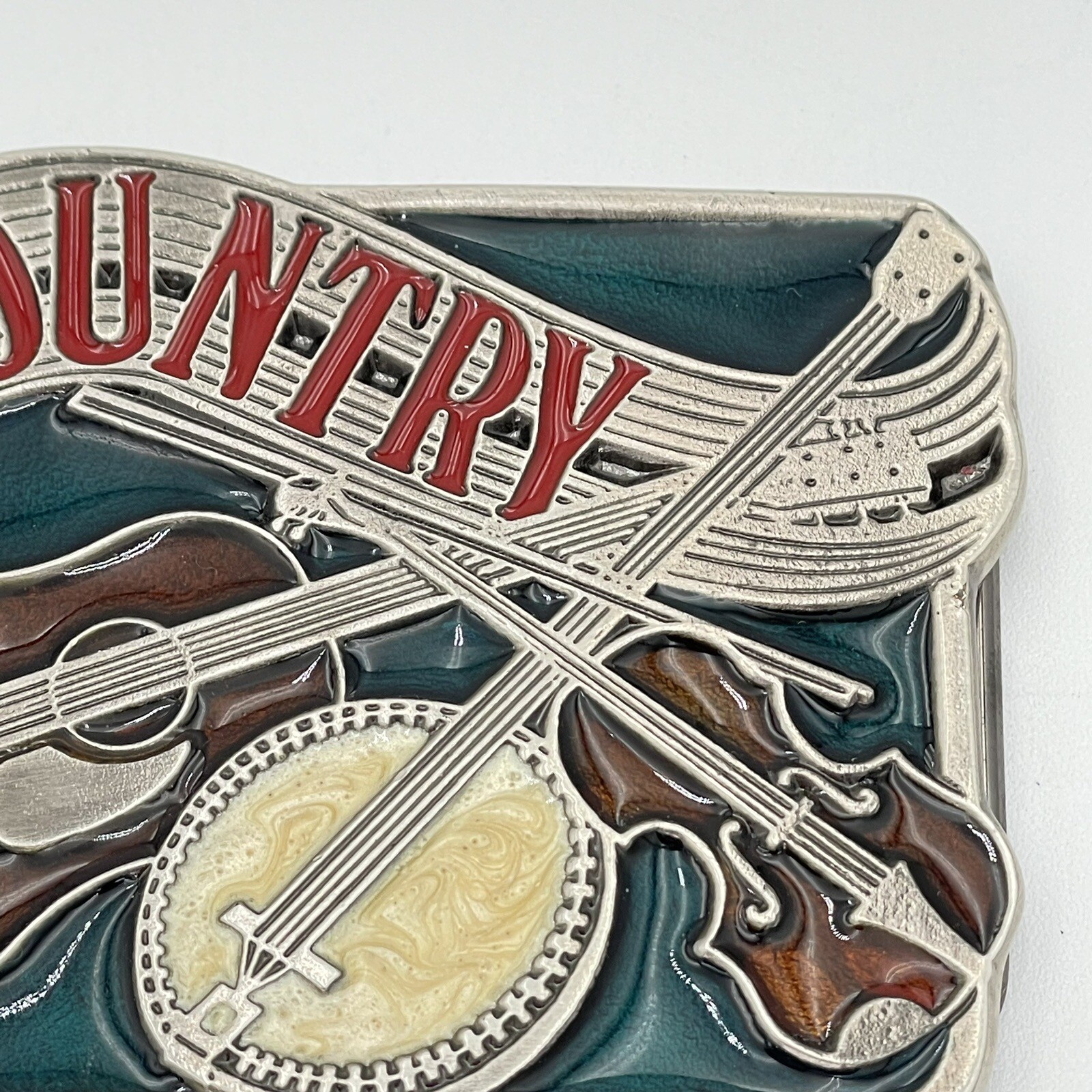 Country (Music) Western Belt Buckle Guitar Banjo Fiddle Made in USA