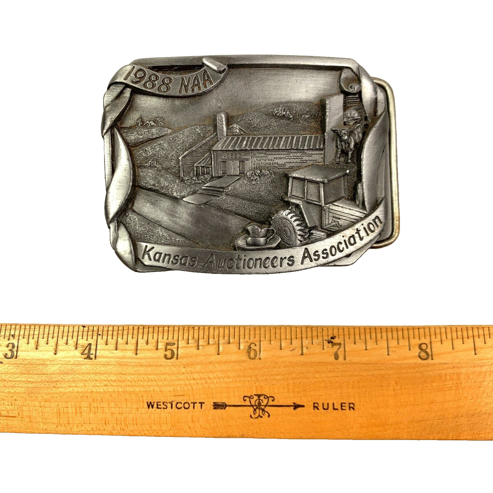 Kansas Auctioneers Association NAA Jane Gehring Metal Belt Buckle 1988 80/300