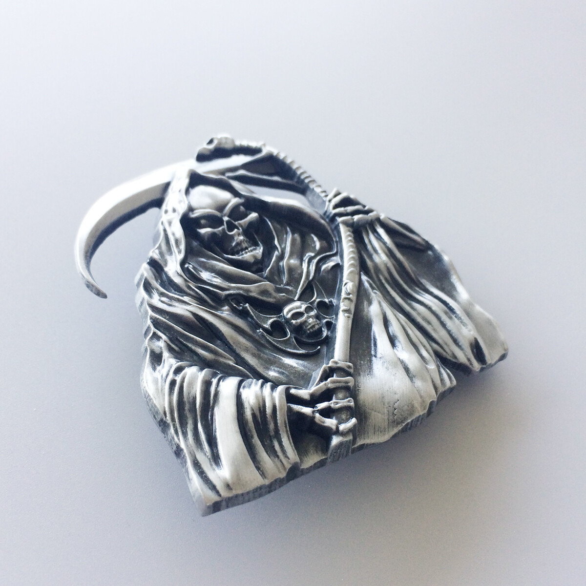 Belt Buckle for Men Antique Brushed Silver Grim Reaper Belt Buckle