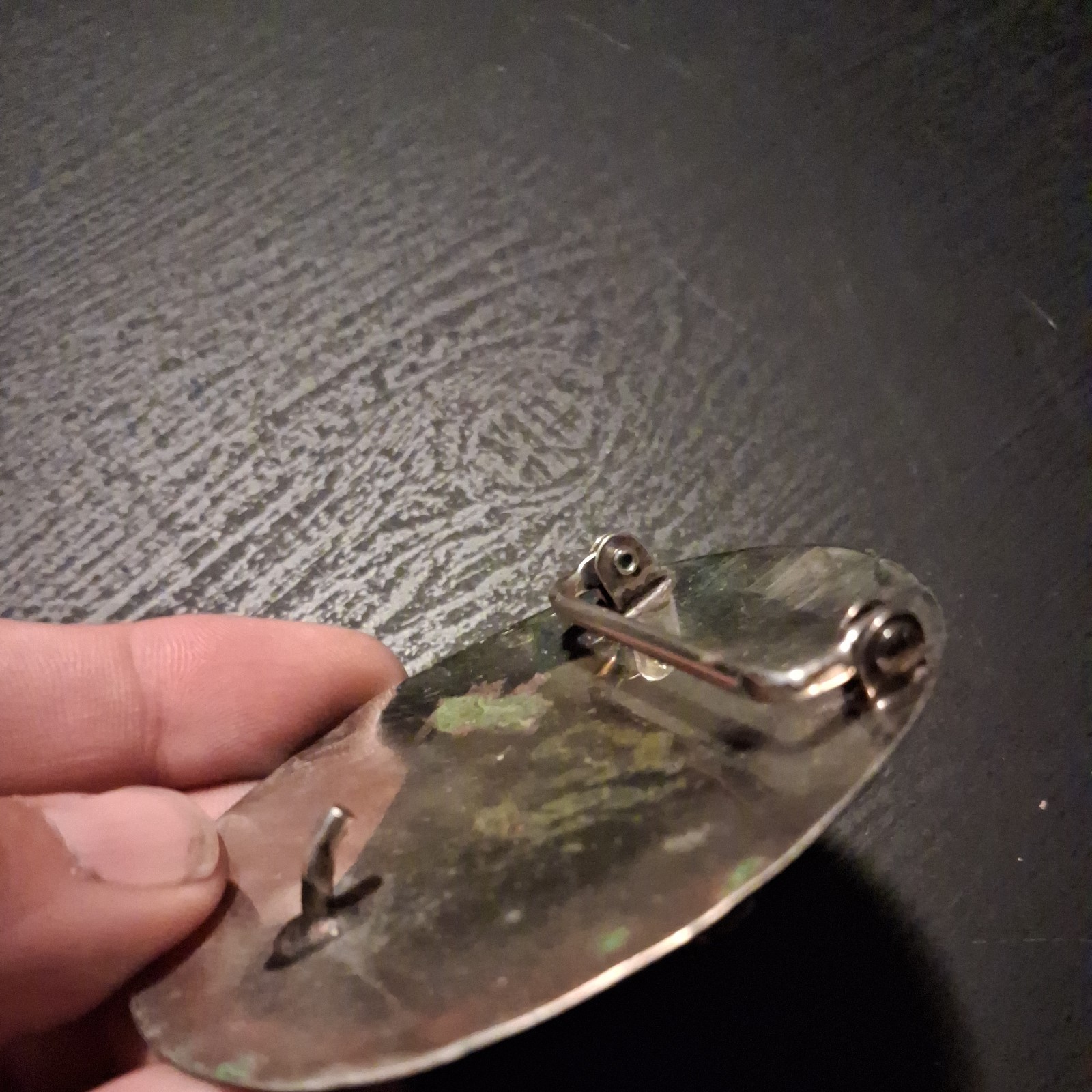 Vintage silver toned Belt Buckle with Cream Colored Stone nice rare