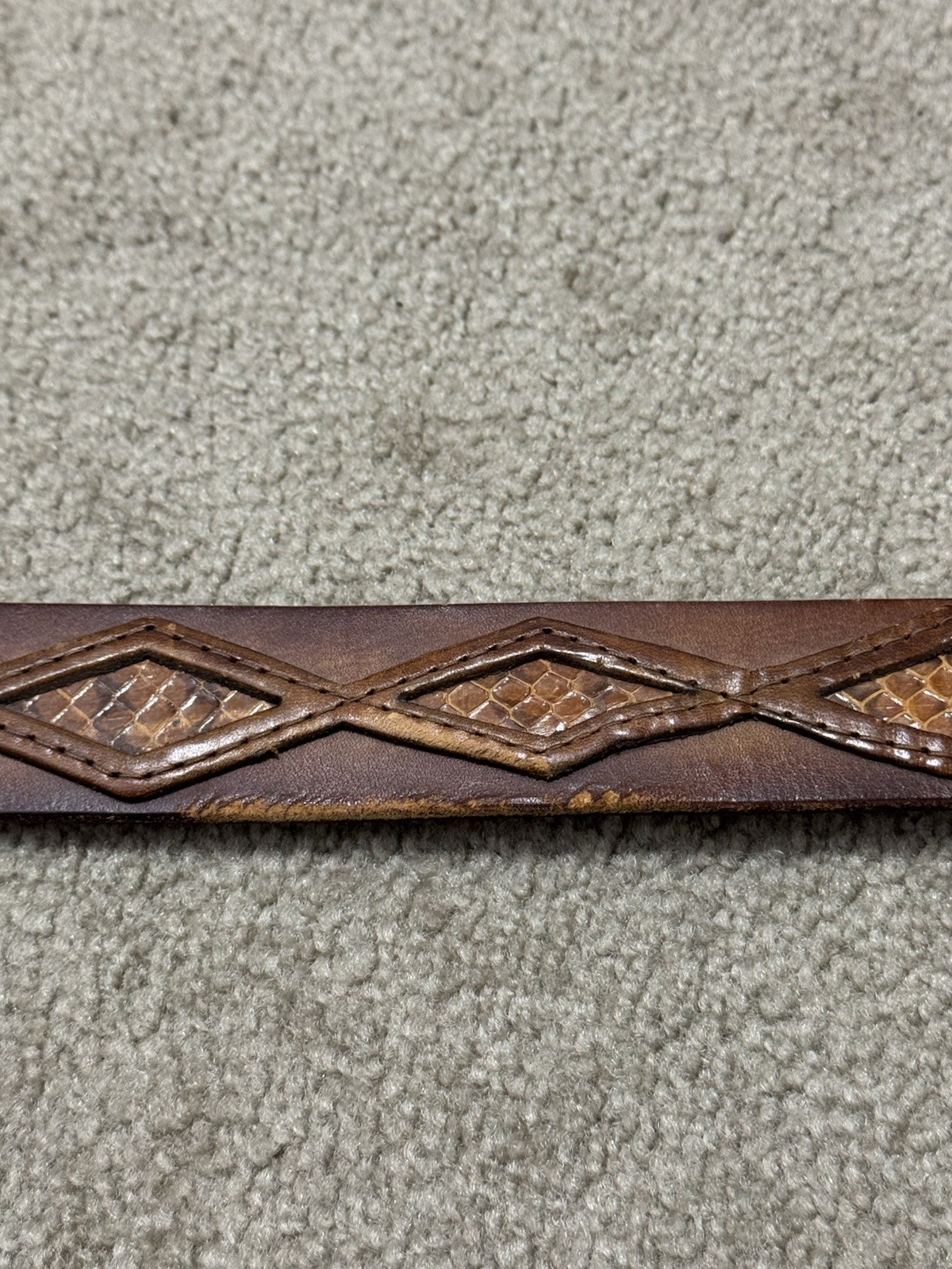 Vintage Southwest turquoise Wood Brass Belt Buckle Belt C141