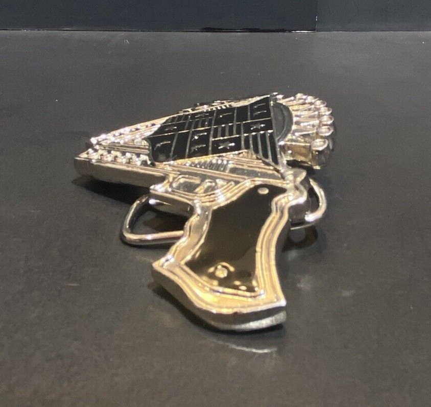 187 Inc Belt Buckle Guns Crest Emblem Black Enamel Silver Tone w/ Bottle Opener