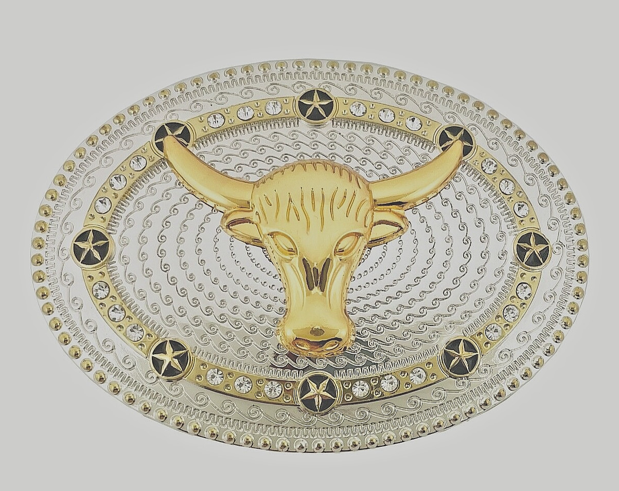 Bull Belt Buckle Western Cowboy Cowgirl Men Women Rodeo Rider Long Horn Texas