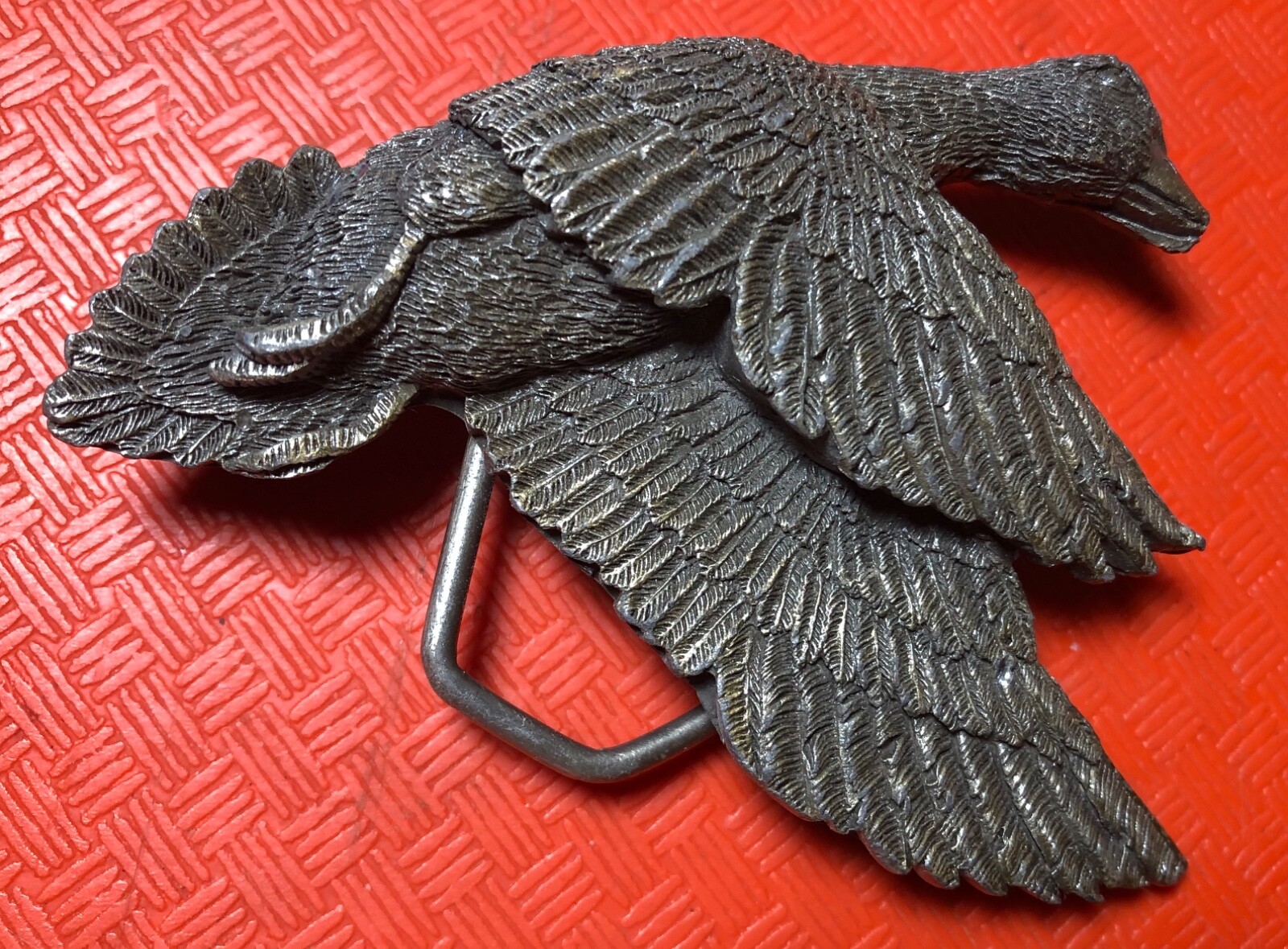 Cast Brass? 1979 BELT BUCKLE Indiana Metal Craft FLYING DUCK detailed