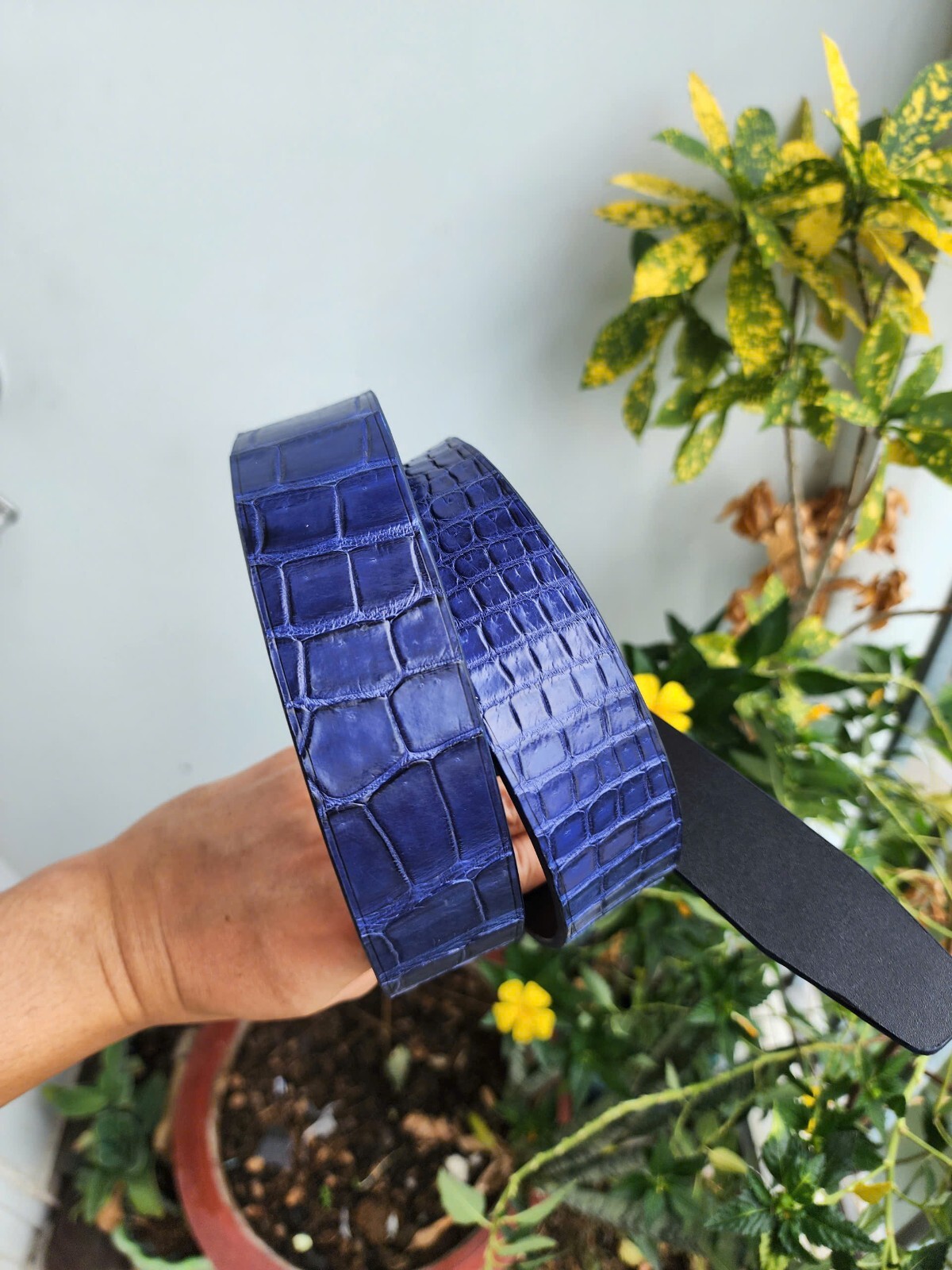 3.8CM Blue 100% Luxury Genuine Leather Skin Mens Belt Buckle-customize