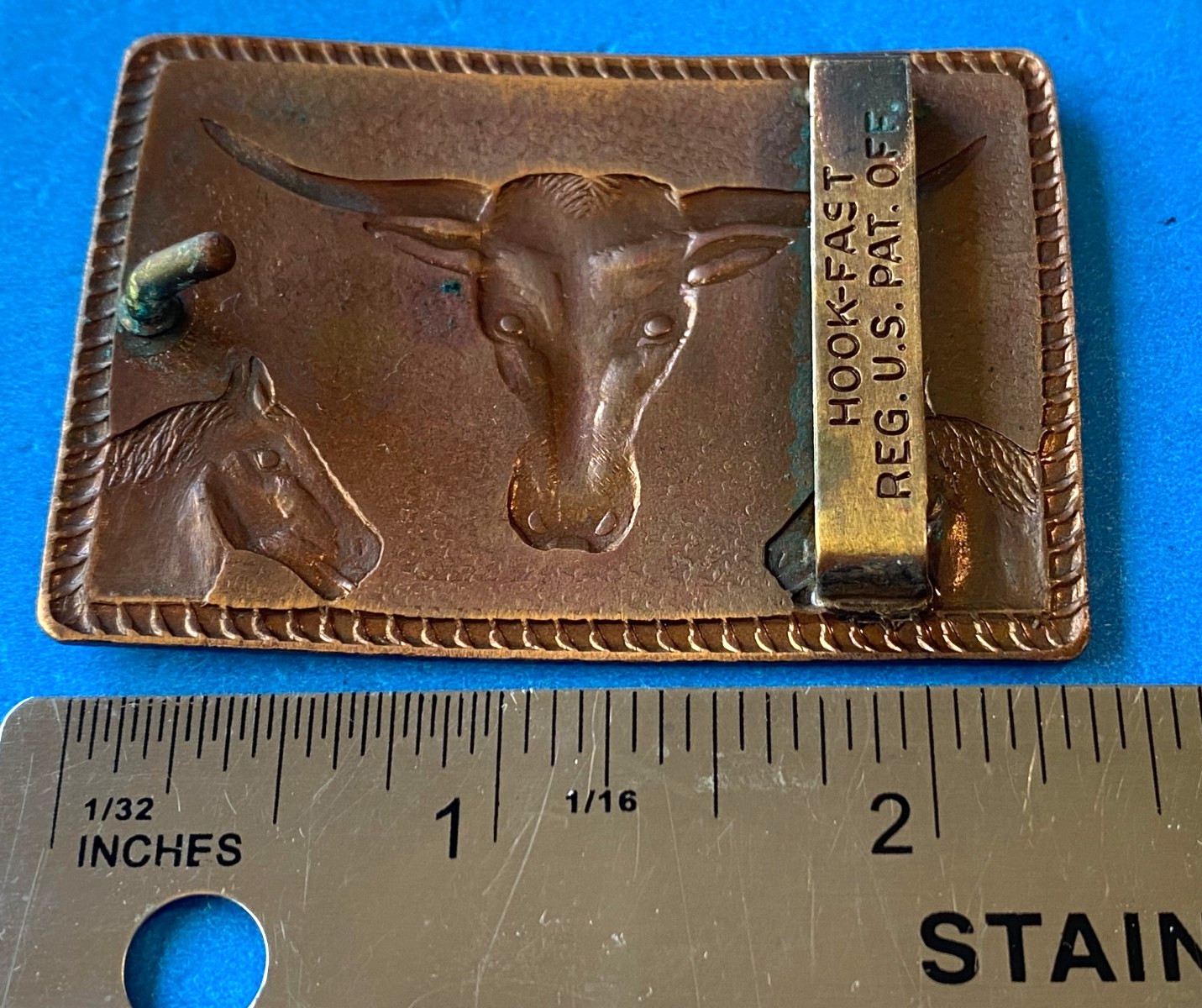 Vintage Longhorn Bull Cowboy Horse Pony Rider Western Style Belt Buckle