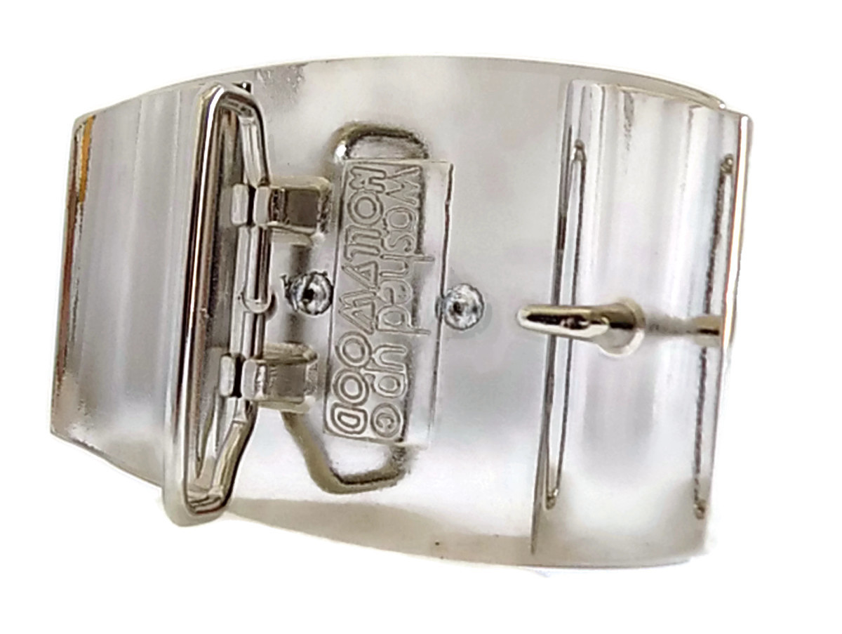 WASHED UP HOLLYWOOD #074SV SILVER FINISH 1.5&Prime; FLEUR SHIELD PLATE BELT BUCKLE