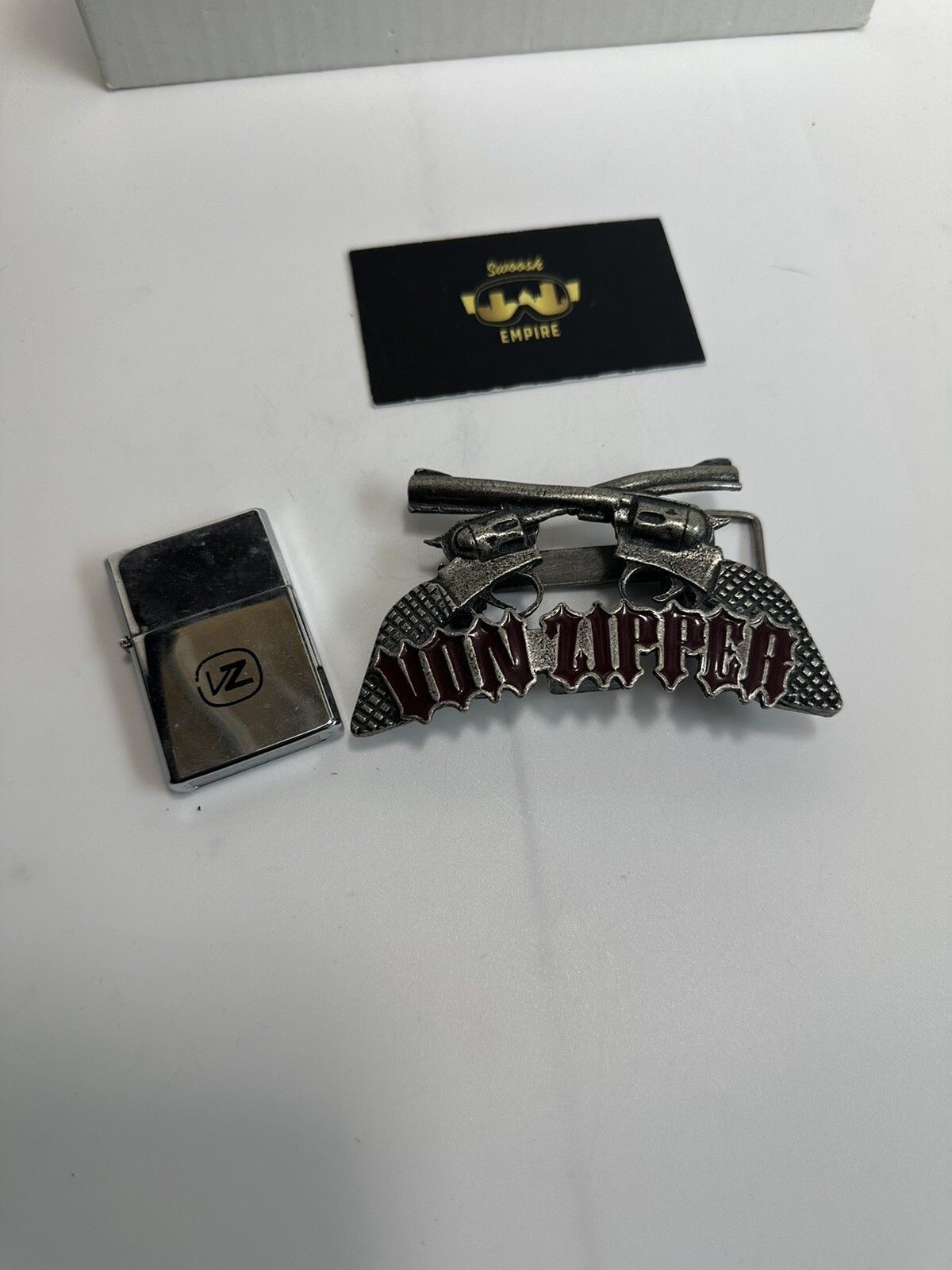 Von Zipper Belt Buckle lighter holder Rare for display only zippo vintage