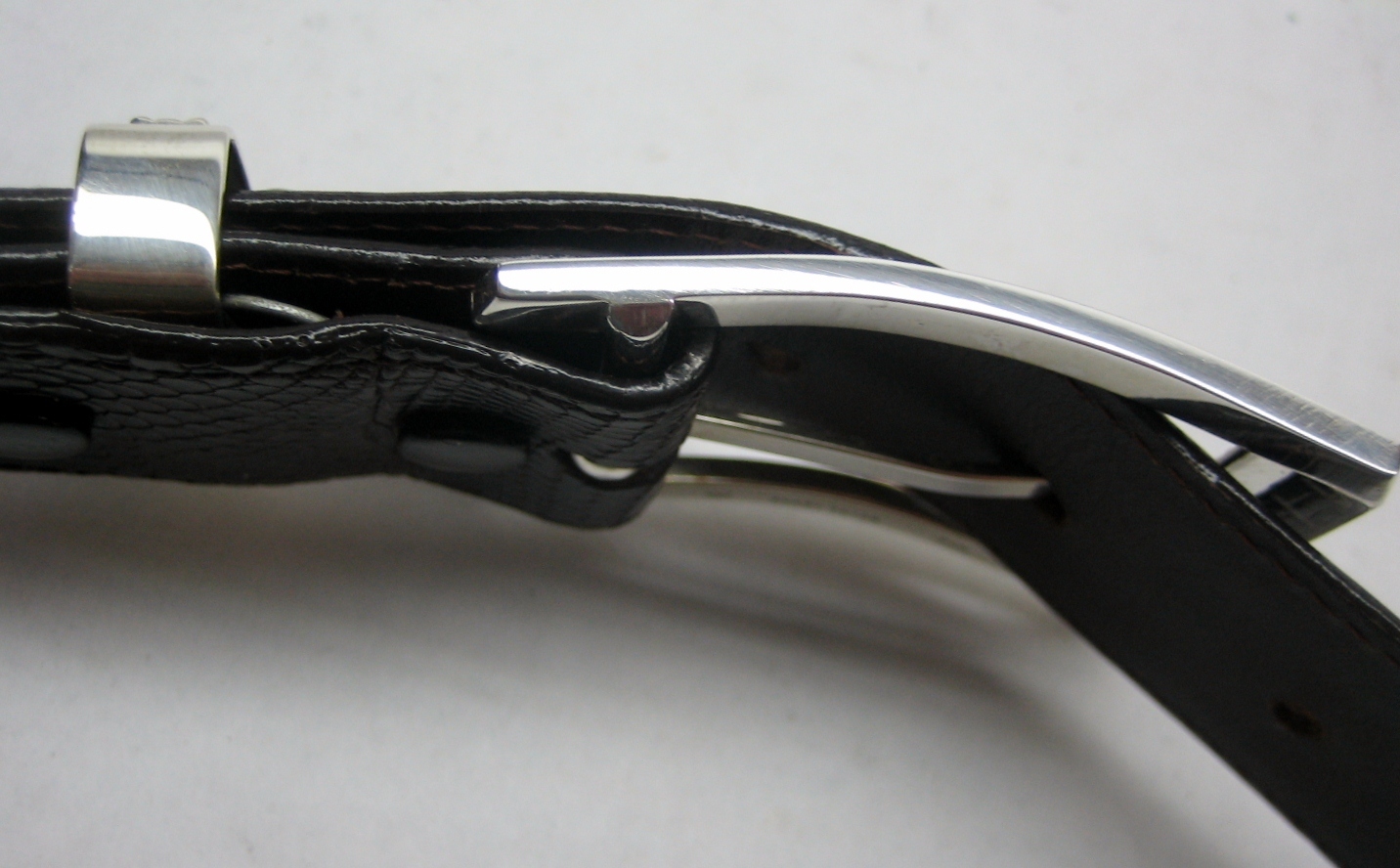 Sterling silver 925 buckle & loop, 44 grams w/Genuine Lizard 1.5  » belt U.S.A..