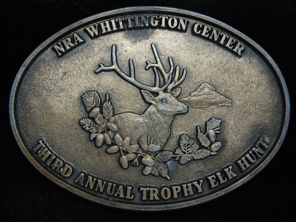PC03134 GREAT ***NRA*** WHITTINGTON CENTER THIRD ANNUAL TROPHY ELK HUNT BUCKLE