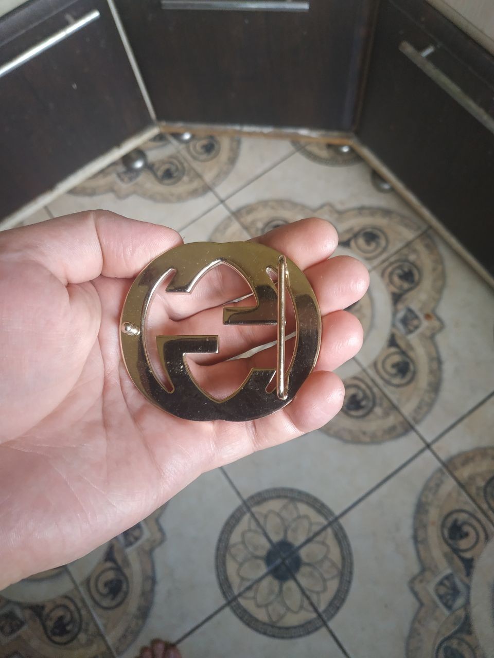 Authentic Gucci Interlocking G Belt Buckle Gold Tone Replacement 4cm 1.5&Prime; Buckle