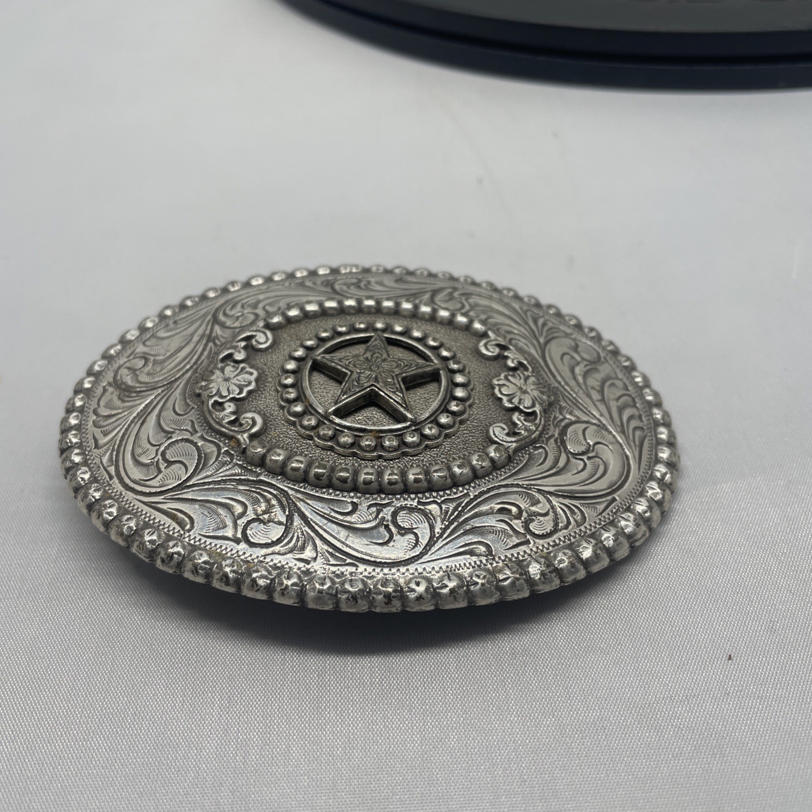 M&F Western Nocona Silver Star & Filigree Swirl Oval Belt Buckle