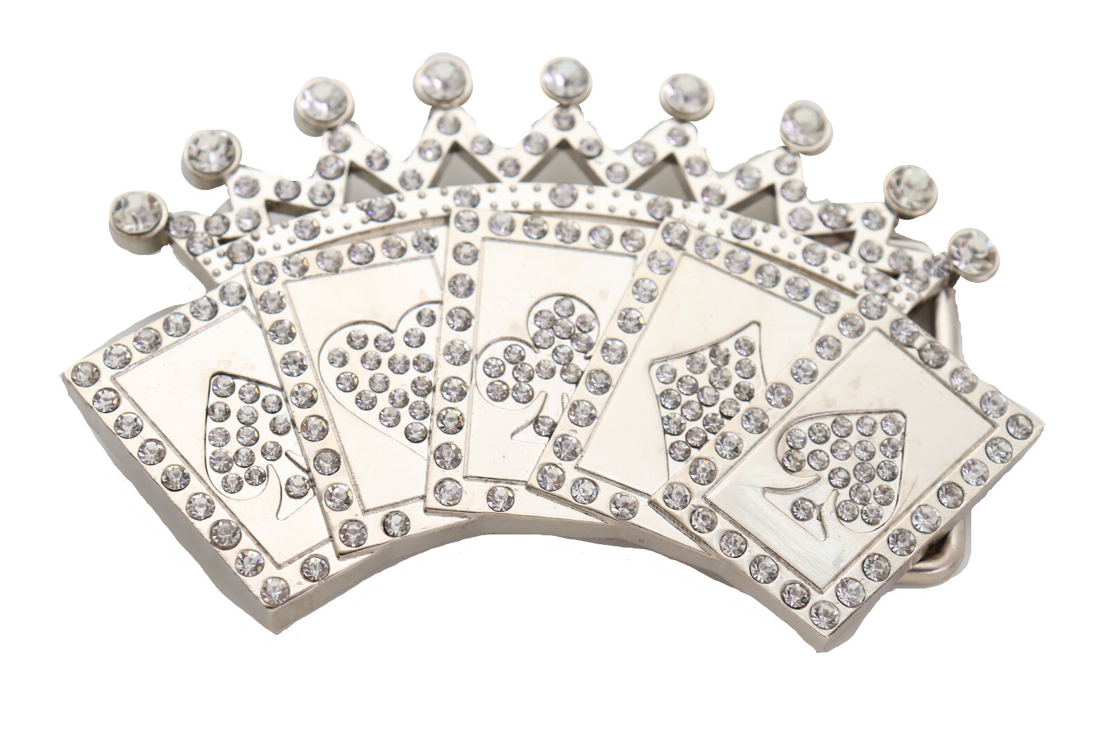 New Men Women Silver Metal Belt Buckle Cool Card Games Crown Gambling Bling Look