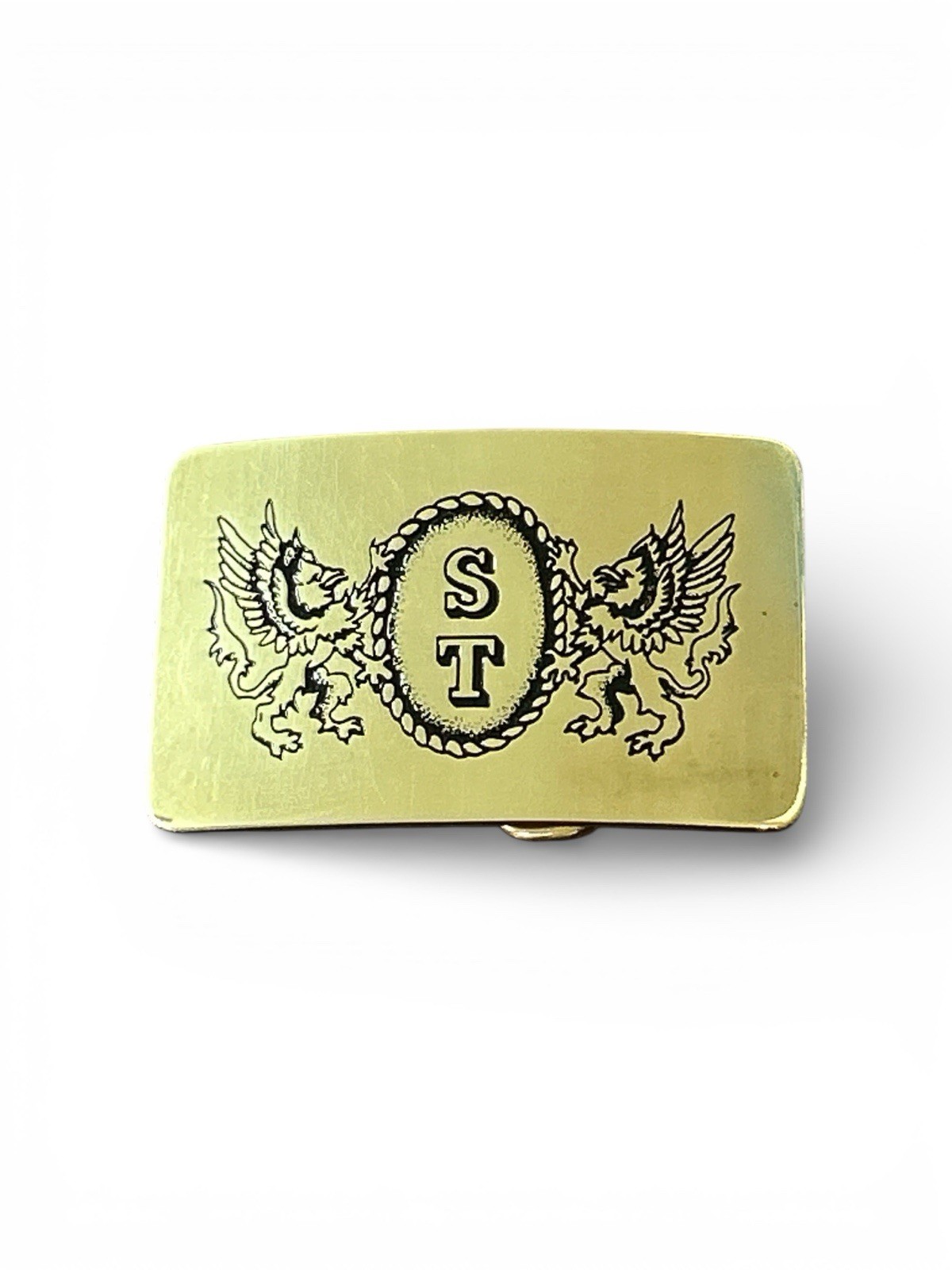 Dragon Brass Belt Buckle Western Cowboy With Initials ST Engraved
