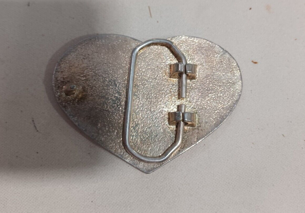Blue & White Rhinestone Heart Shaped Belt Buckle 3&Prime; x 2.5&Prime;