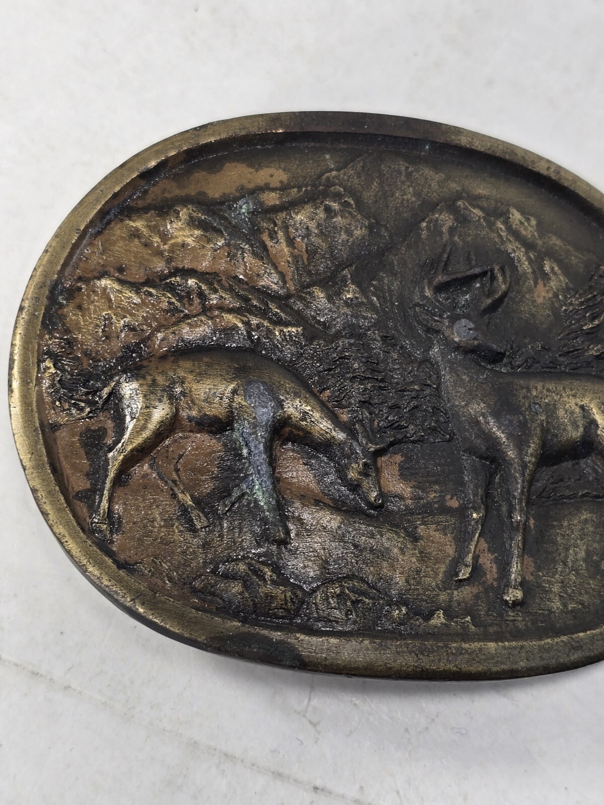 Vintage Deer Belt Buckle Indiana Metal Craft