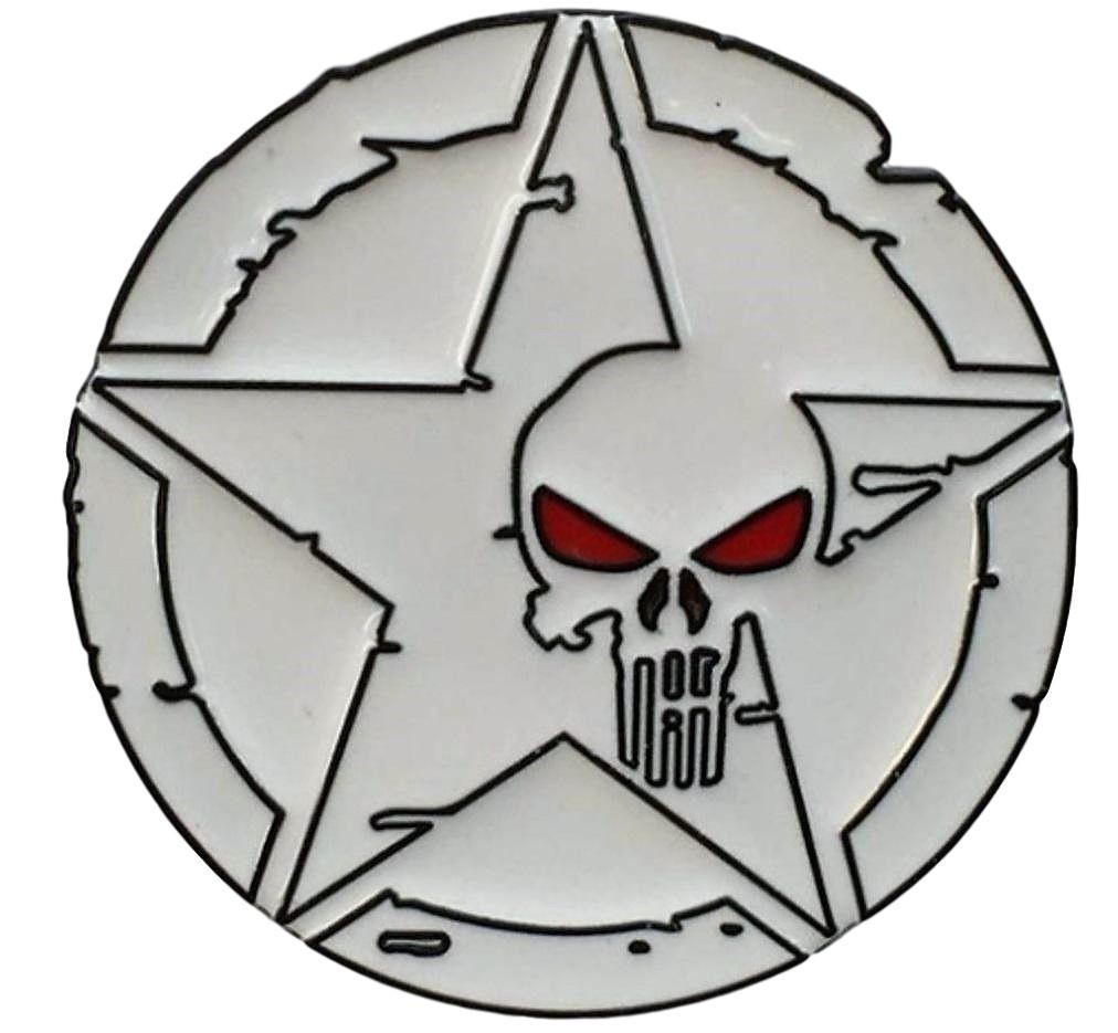 Comic Book Skull Logo Black and White Star Design Metal/Enamel Belt Buckle
