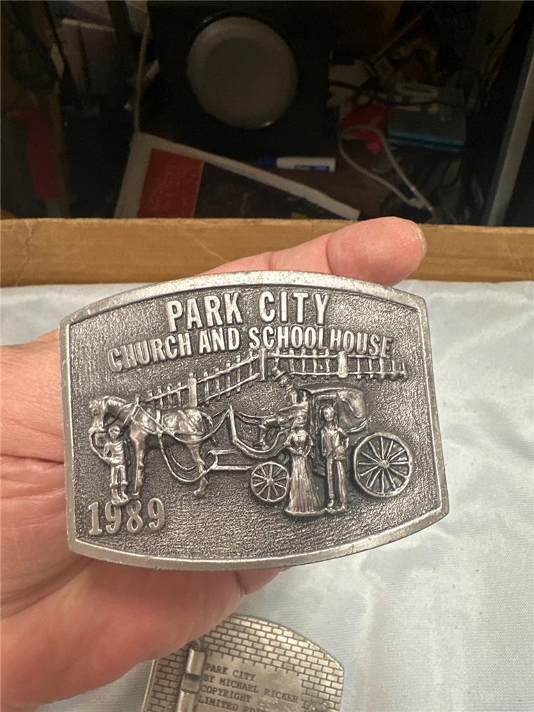 Vintage Park City Belt Buckle Lot of 3 Buckles – Carousel, Main St., Church