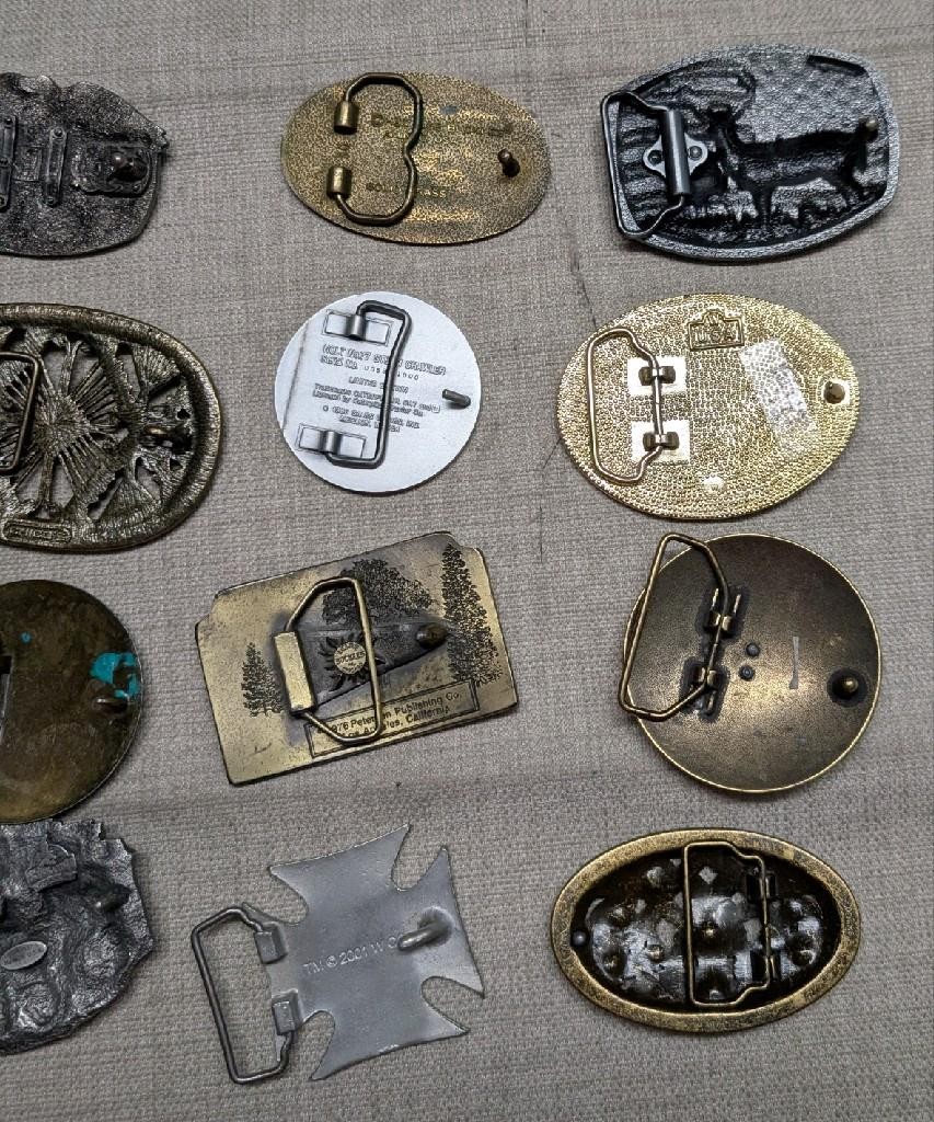 vintage LOT OF 20 belt buckles WESTERN brass metal cowboy 1970s 1980&rsquo;s 1990&rsquo;s