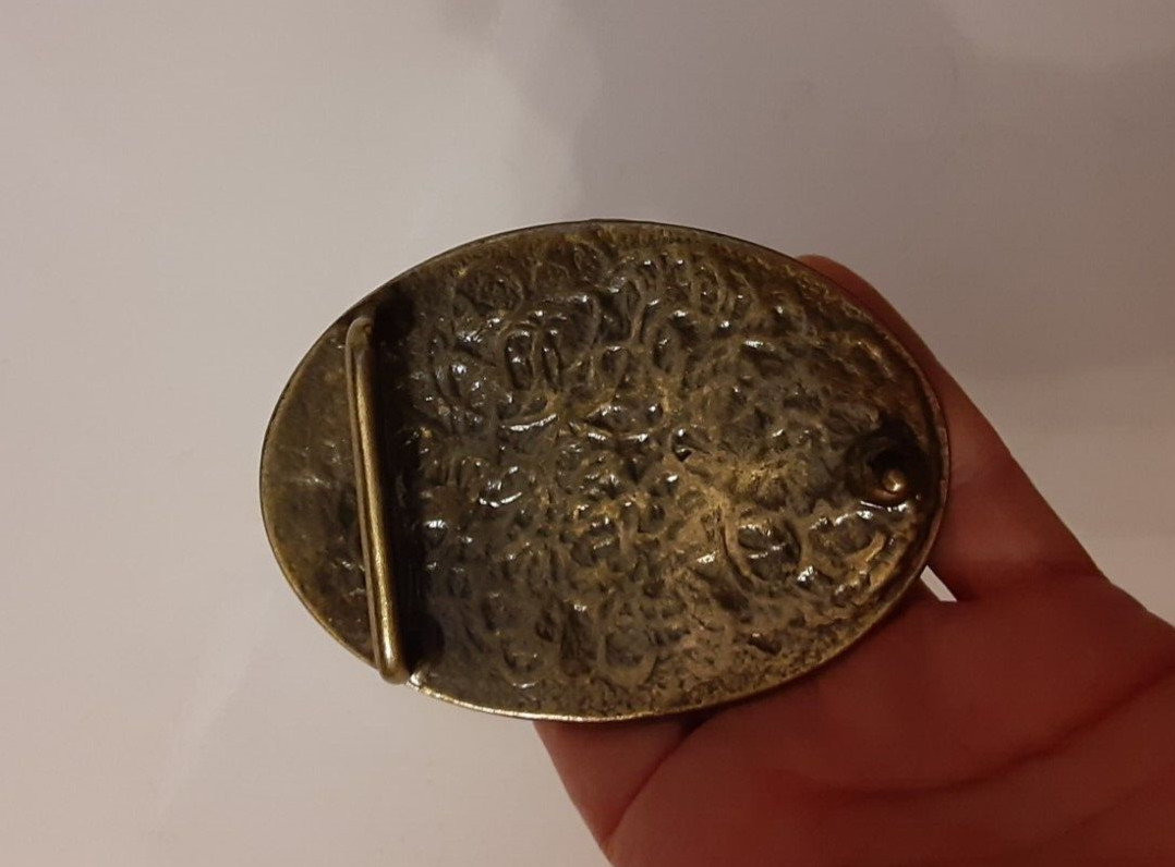 VTG Country Music Enamel Solid Brass Oval Belt Buckle Music