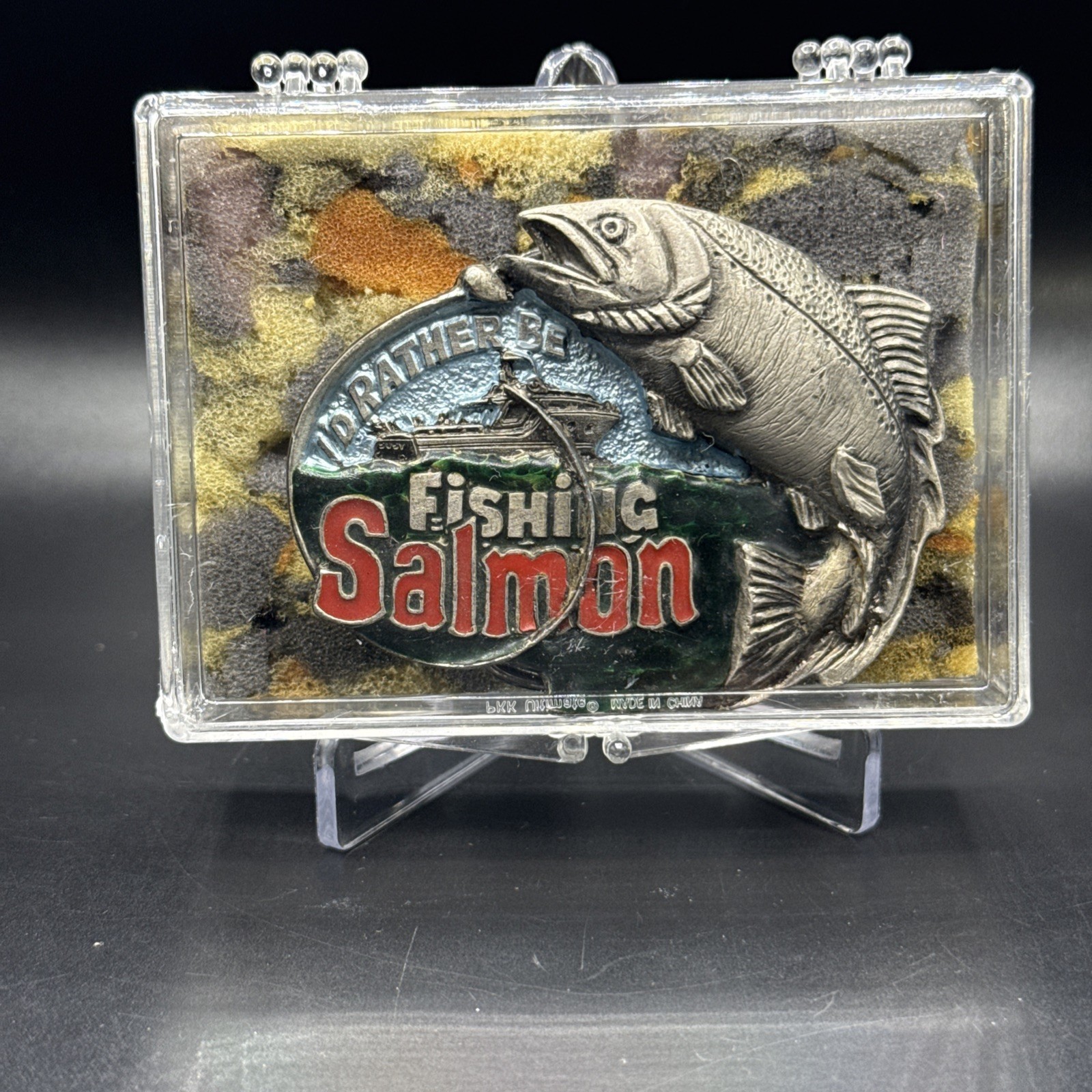 Intake 1982 I&rsquo;d Rather Be Salmon Fishing Belt Buckle Great American Buckle Co
