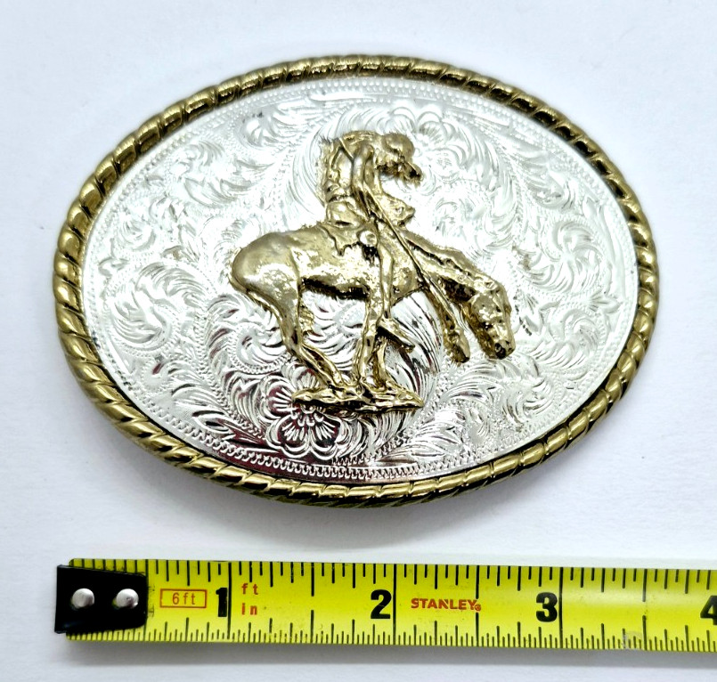 Vintage End Of The Trail – Native American Belt Buckle Fits 1 1/2&Prime; Belts USA