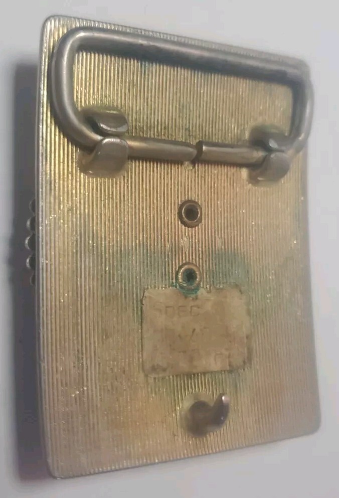 vintage BELT BUCKLE Siver/black/gold Tone Multicolor Center stone 1 Prong Missin