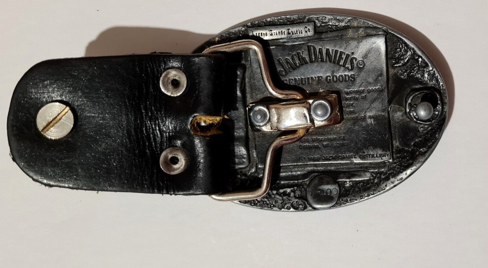 JACK DANIELS OLD NO. 7 TENNESSEE WHISKEY BELT BUCKLE VTG. 1989 ARROYO GRANDE