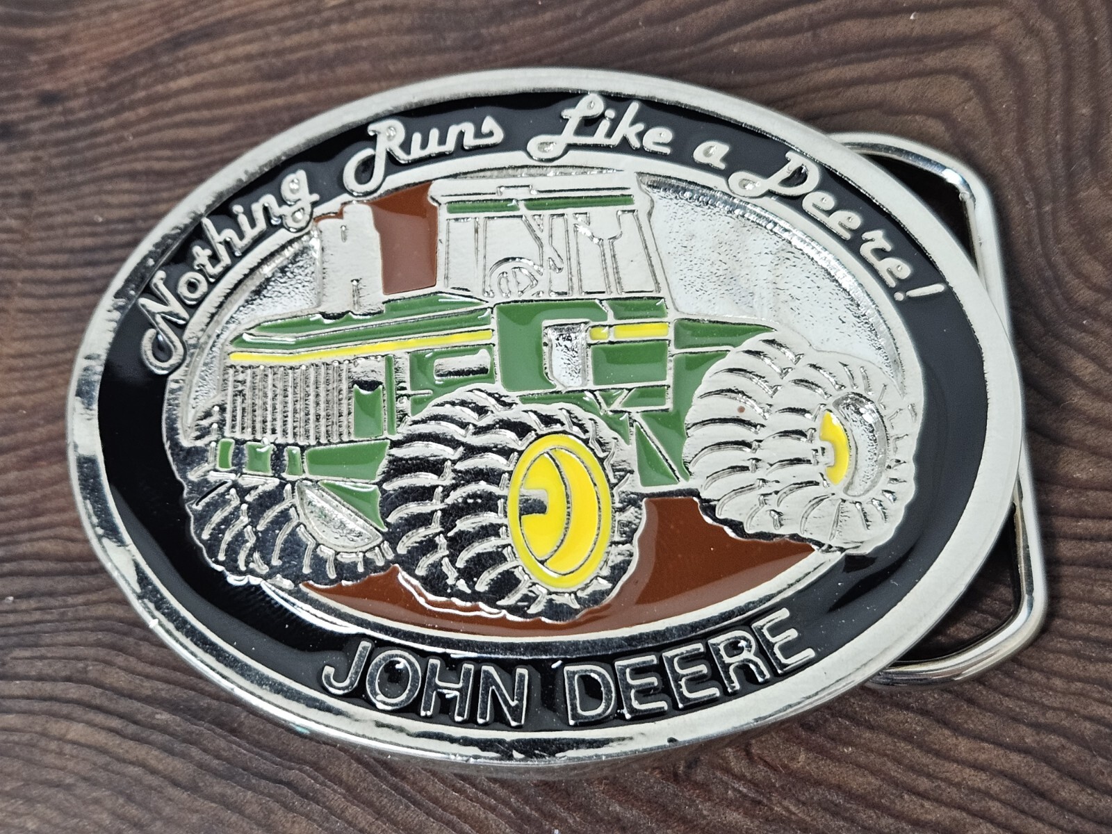 VINTAGE JOHN DEERE « NOTHING RUNS LIKE A DEERE! » METAL BELT BUCKLE