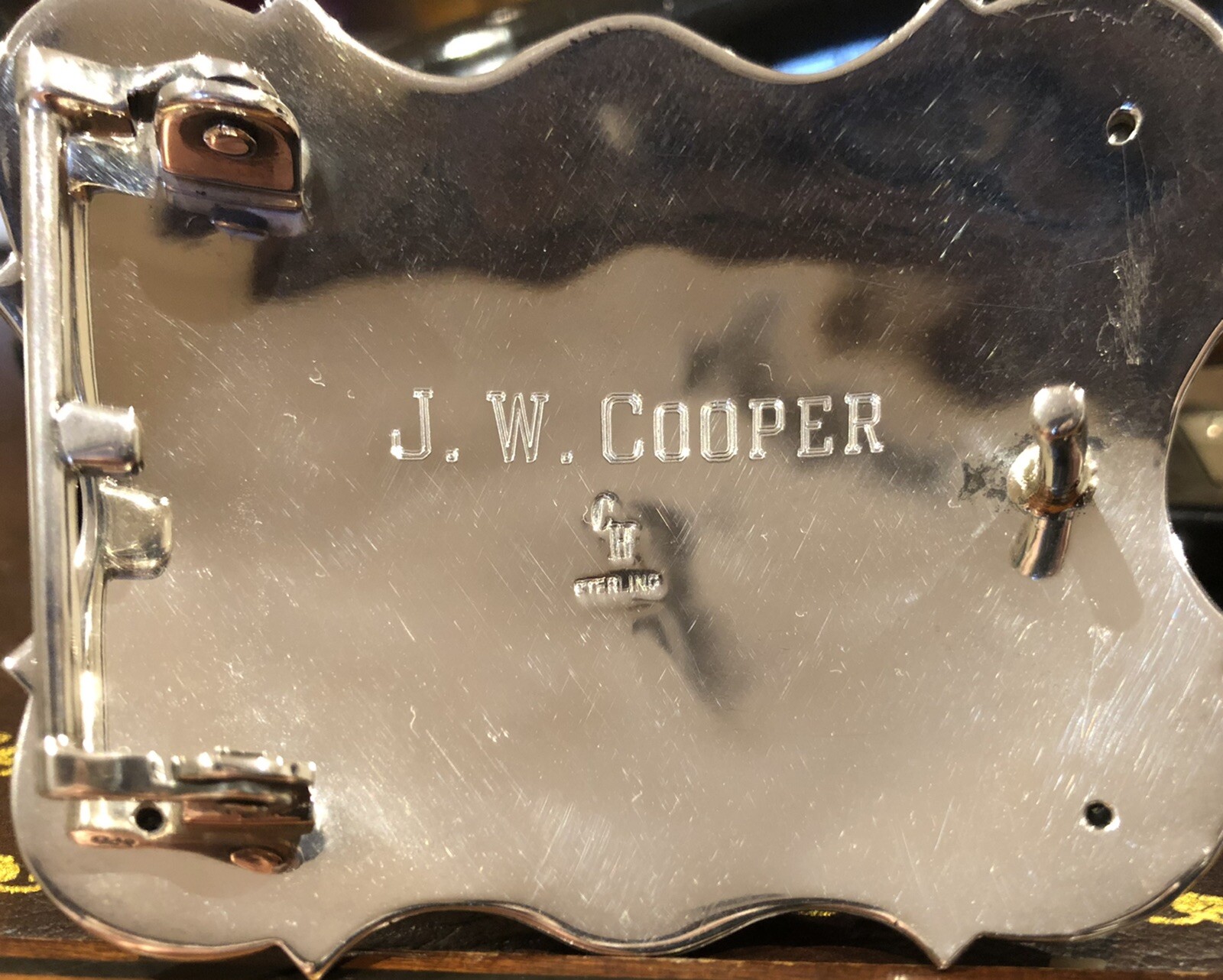 $8K JW Cooper / Comstock Heritage Hand Carved Jet Stone Cross-Skull Belt Buckle