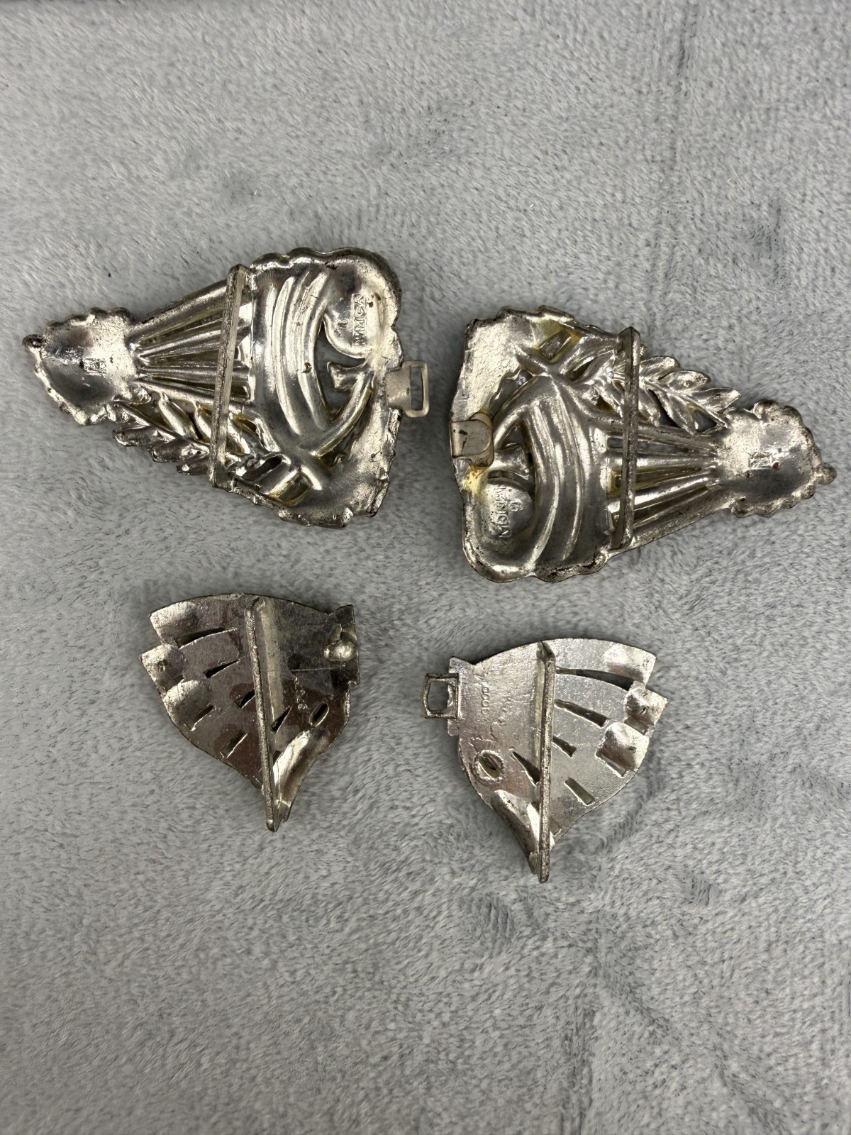 Vintage Rhinestone Buckle Lot Silver Tone Signed READ