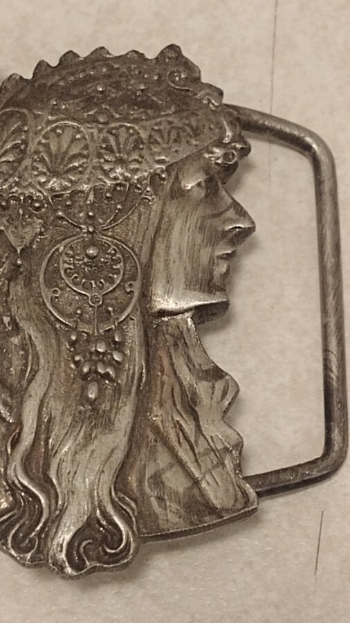 Vintage Indian Woman Girl Head Belt Buckle By Wyoming Studio Art Works