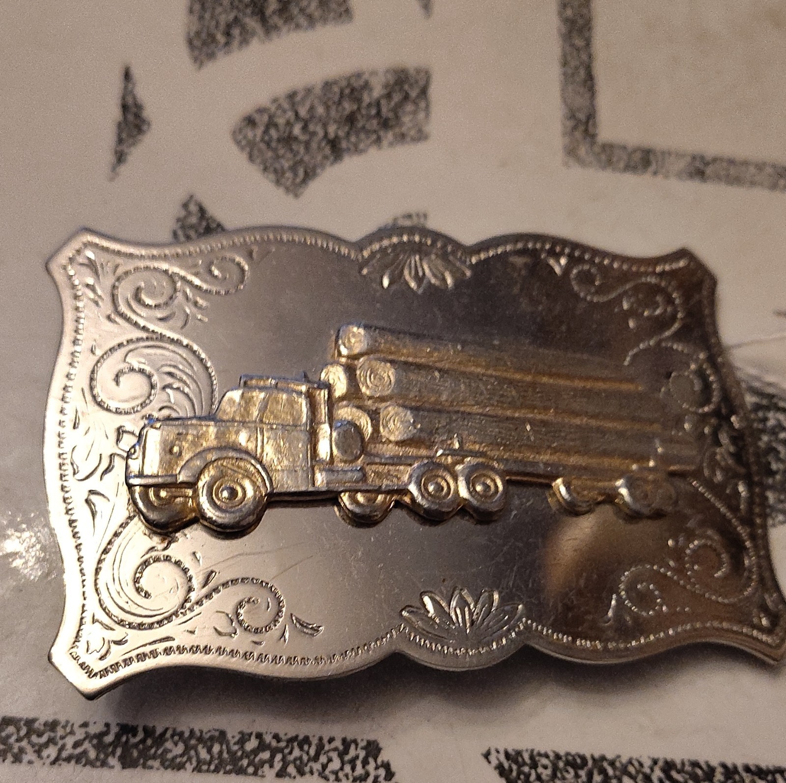Silver Western Truck Belt Buckle for Men Metal Rectangular Antique Finish