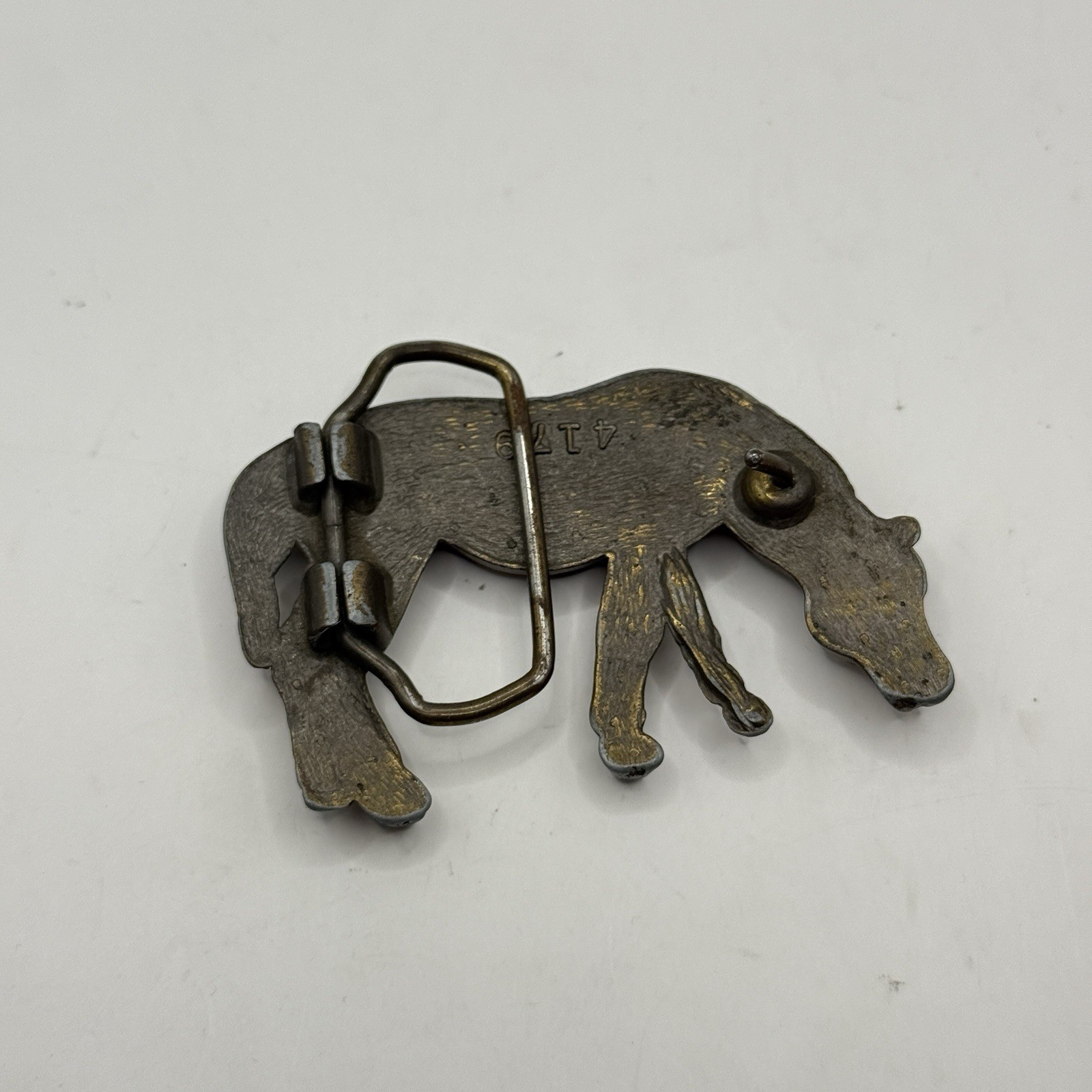 Vintage Antique Bronze Western Style Grazing Horse Belt Buckle Equestrian 4179