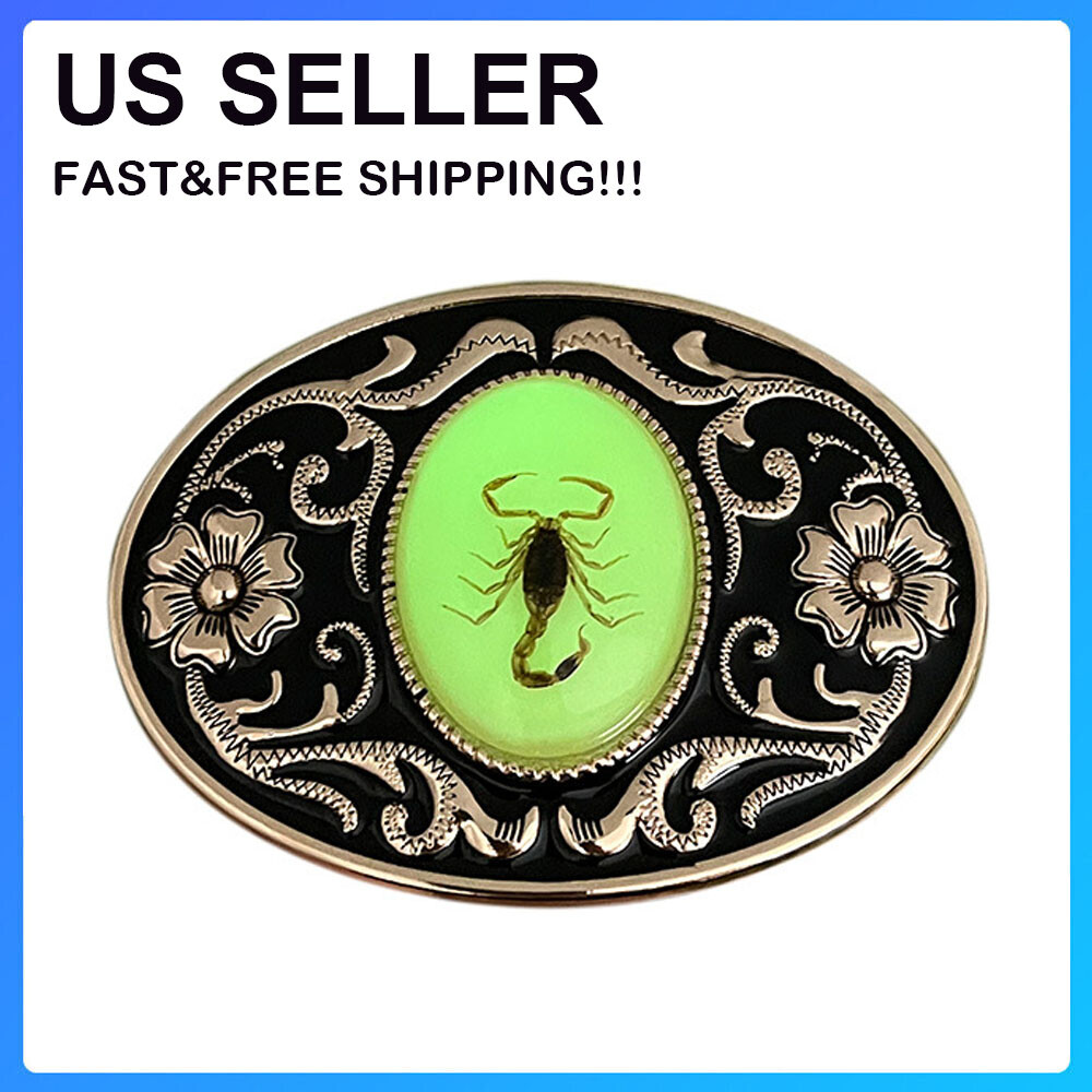 Belt Buckle Men Luminous 3D Scorpion Western Cowboy Belt Buckle for Unisex US