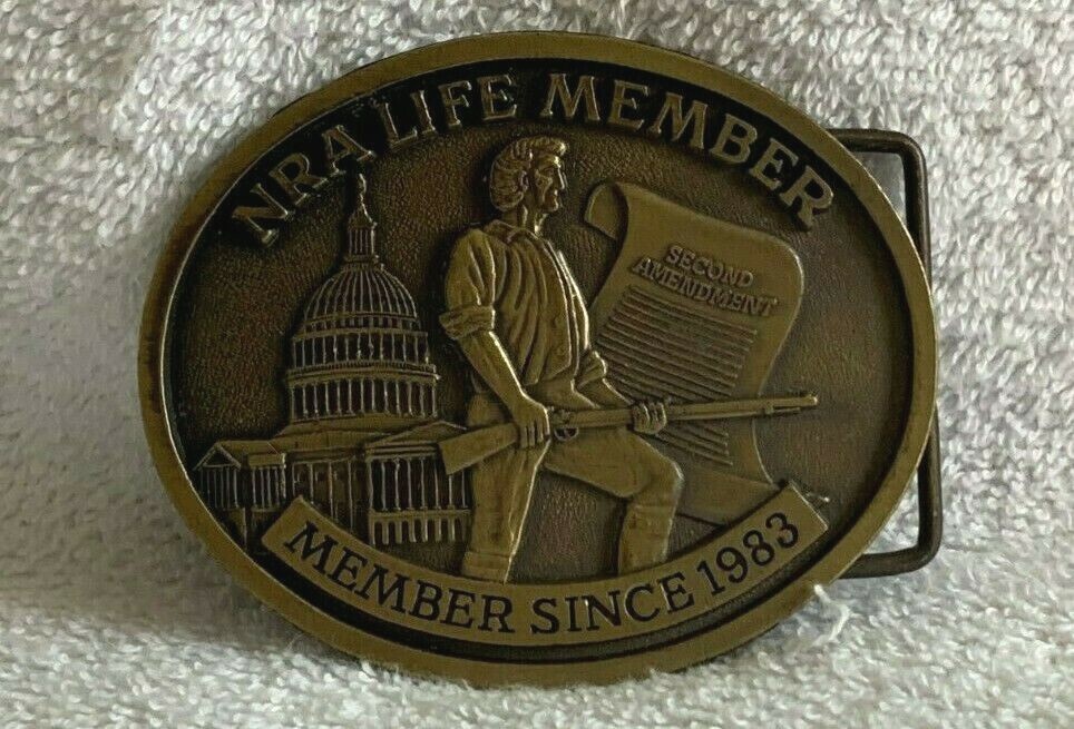 NRA Life Member Since 1983 Brass Belt Buckle National Rifle Association