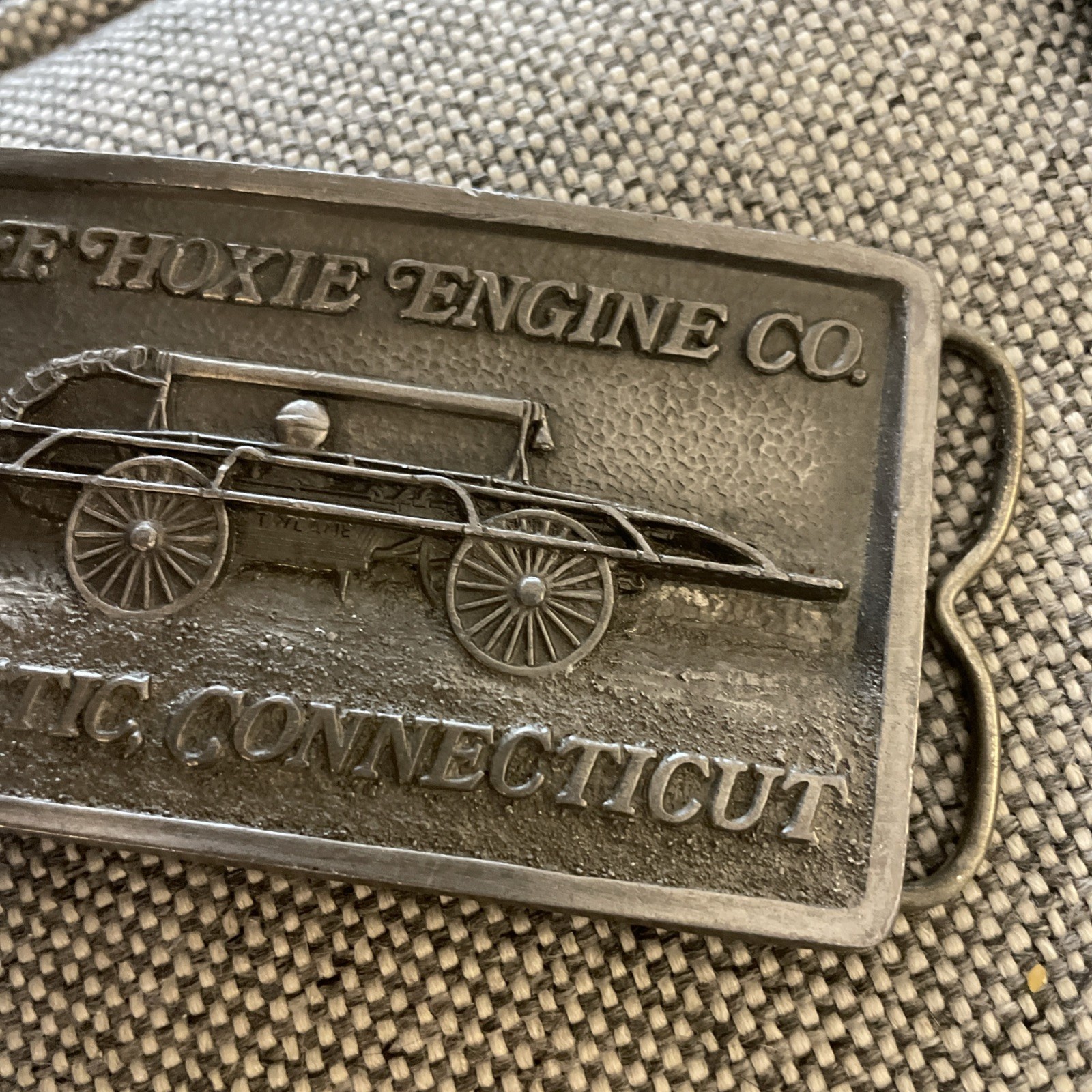 80S FIRE DEPARTMENT FIREFIGHTER TRUCK ENGINE BELT BUCKLE mystic Connecticut