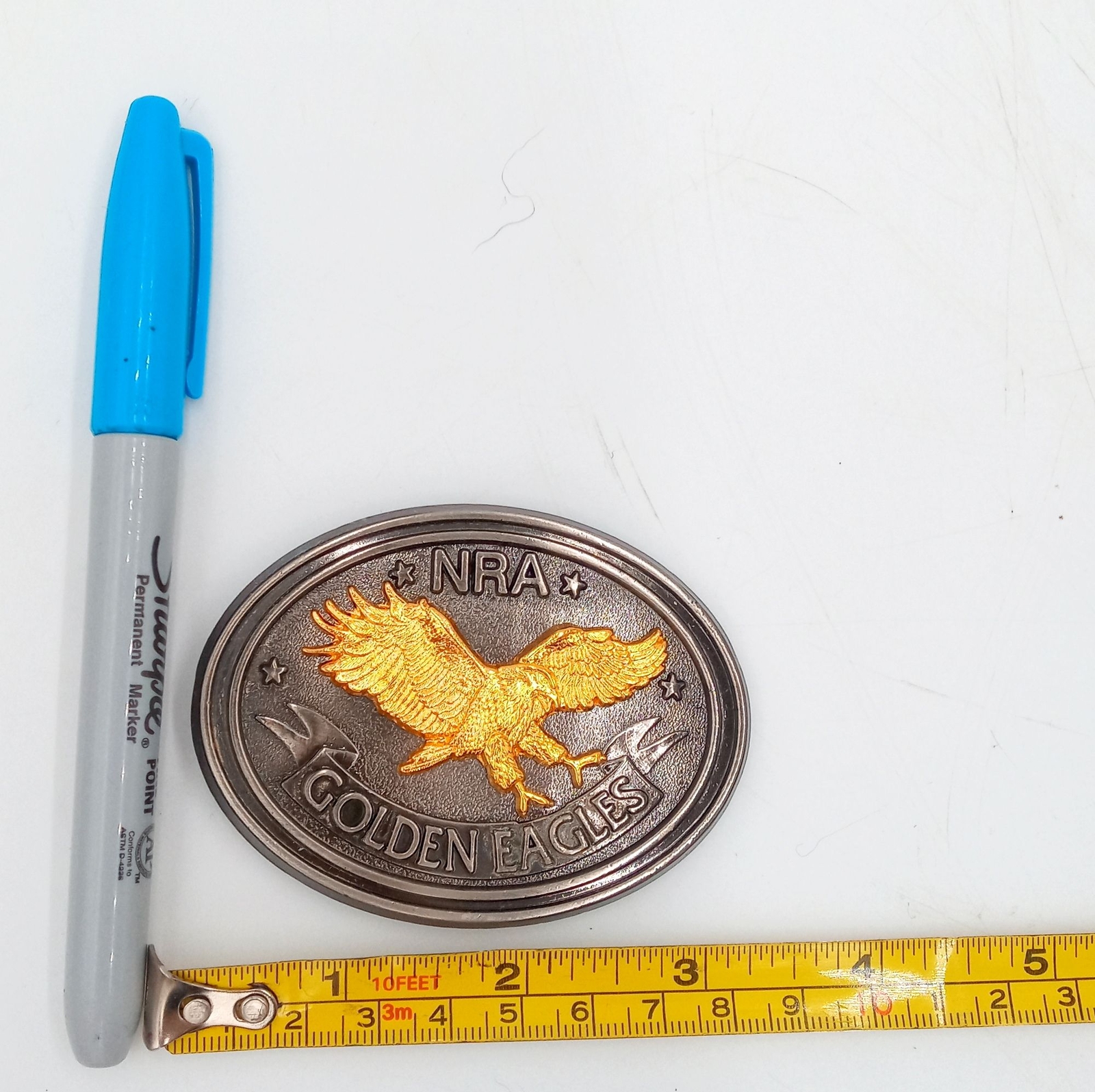 Golden Eagles Belt Buckle NRA Vintage USA National Rifle Association Western