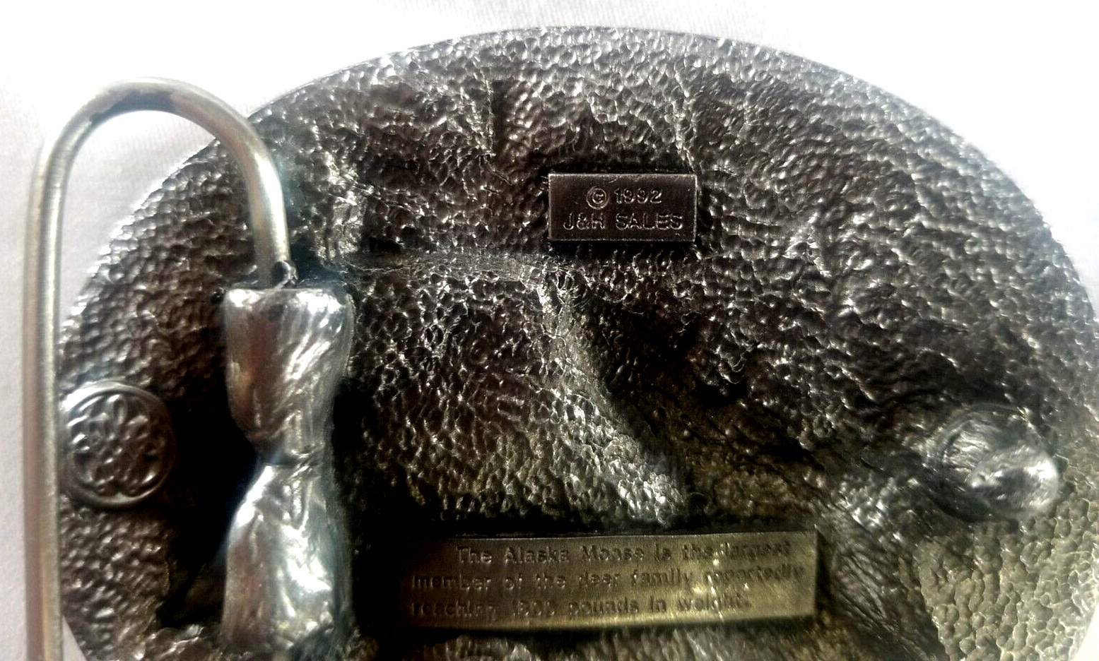 Alaska Moose Belt Buckle Silver-Tone Metal for 2&Prime; Belt 3.25&Prime; Long 1992