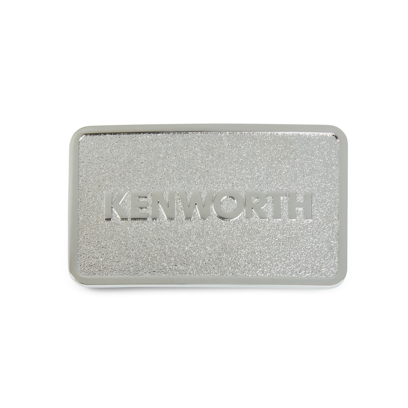 Kenworth Trucks Etched Nickel Wordmark 3.5&Prime; x 2&Prime; Belt Buckle