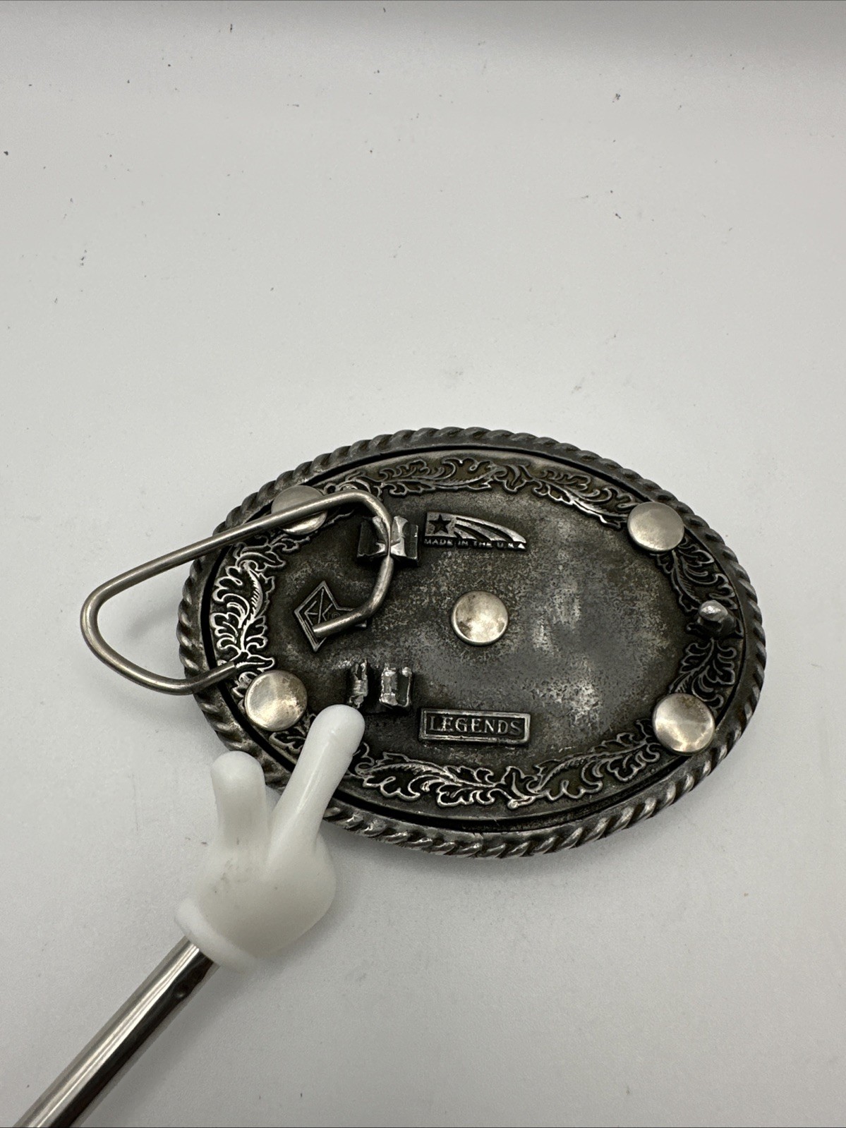 Vintage EAGLE BELT BUCKLE BLACK SHADOW 3 1/2 X 2 3/4 PEWTER. U.S.A Made Legends