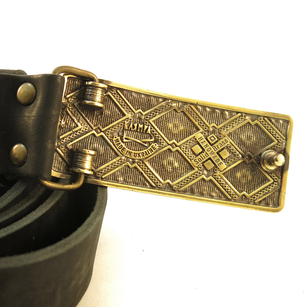 Handmade brass belt buckle « Krayka », Ukrainian ornamental buckle, woven buckle
