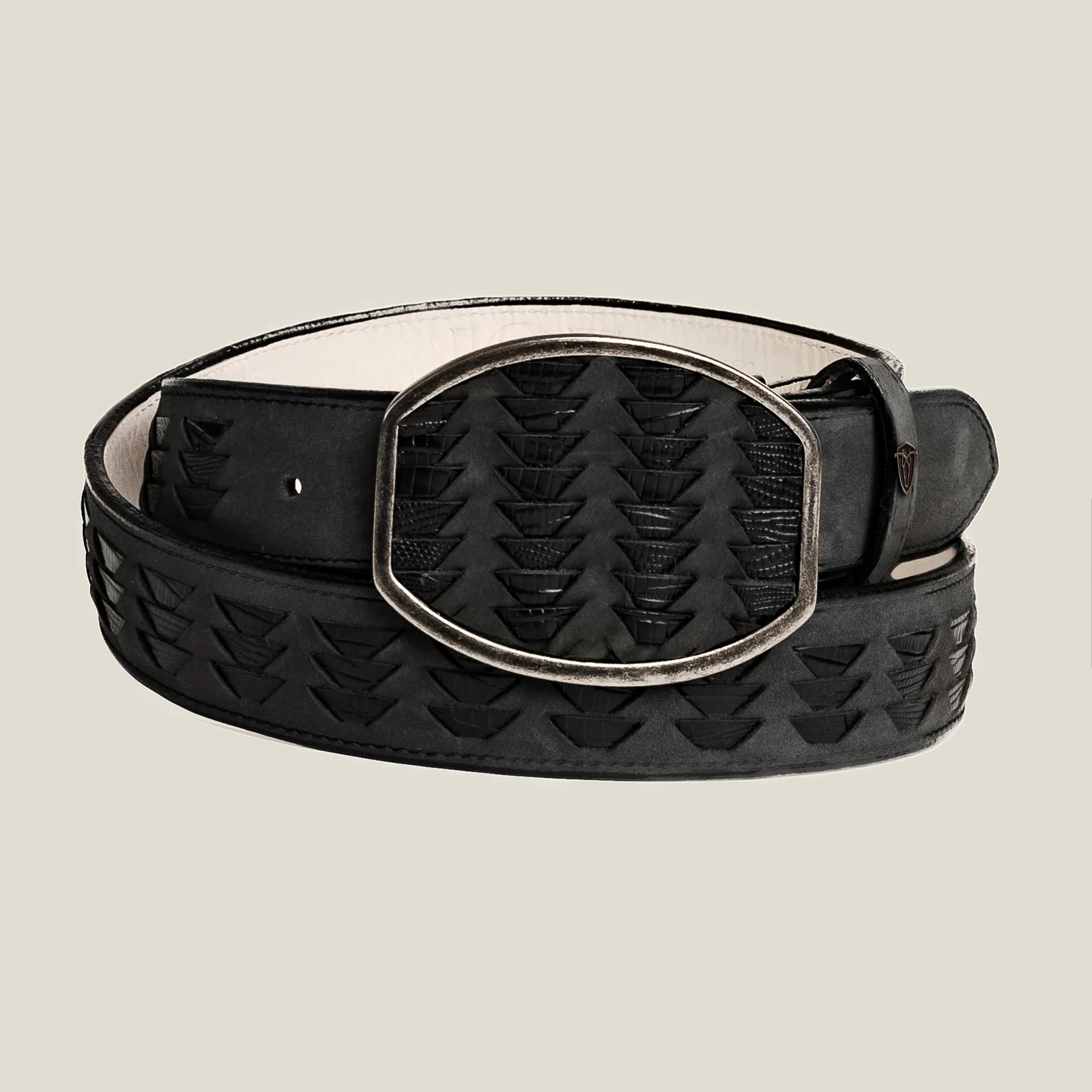 Genuine Braided Petatillo Leather Western Belt with Removable Buckle – Black