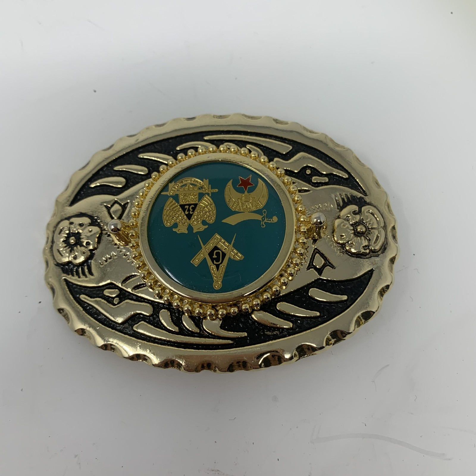 Vintage Masonic Shriner Freemason Belt Buckle 32nd Degree Symbolic
