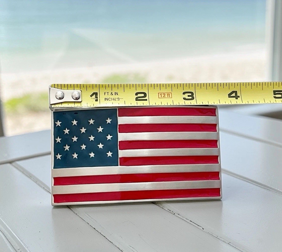 United States Flag Rectangular Enamel Belt Buckle Unbranded