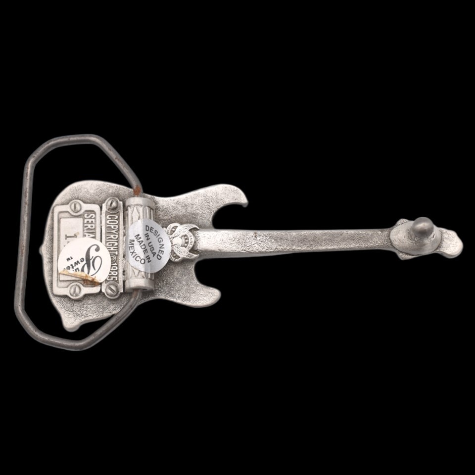Electric Guitar Bass Amp Musician Rock Band Red Belt Buckle