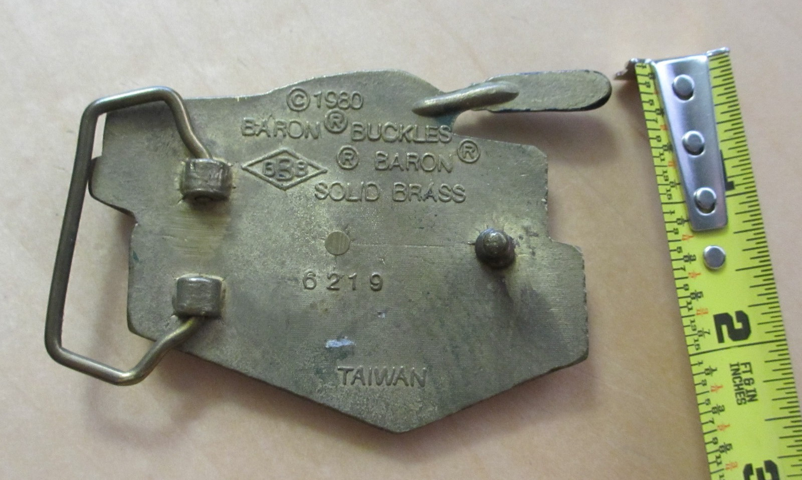 cement BRICKLAYER brick layer MASON belt buckle work BRASS trowel 3.5&Prime; x 2 5/8