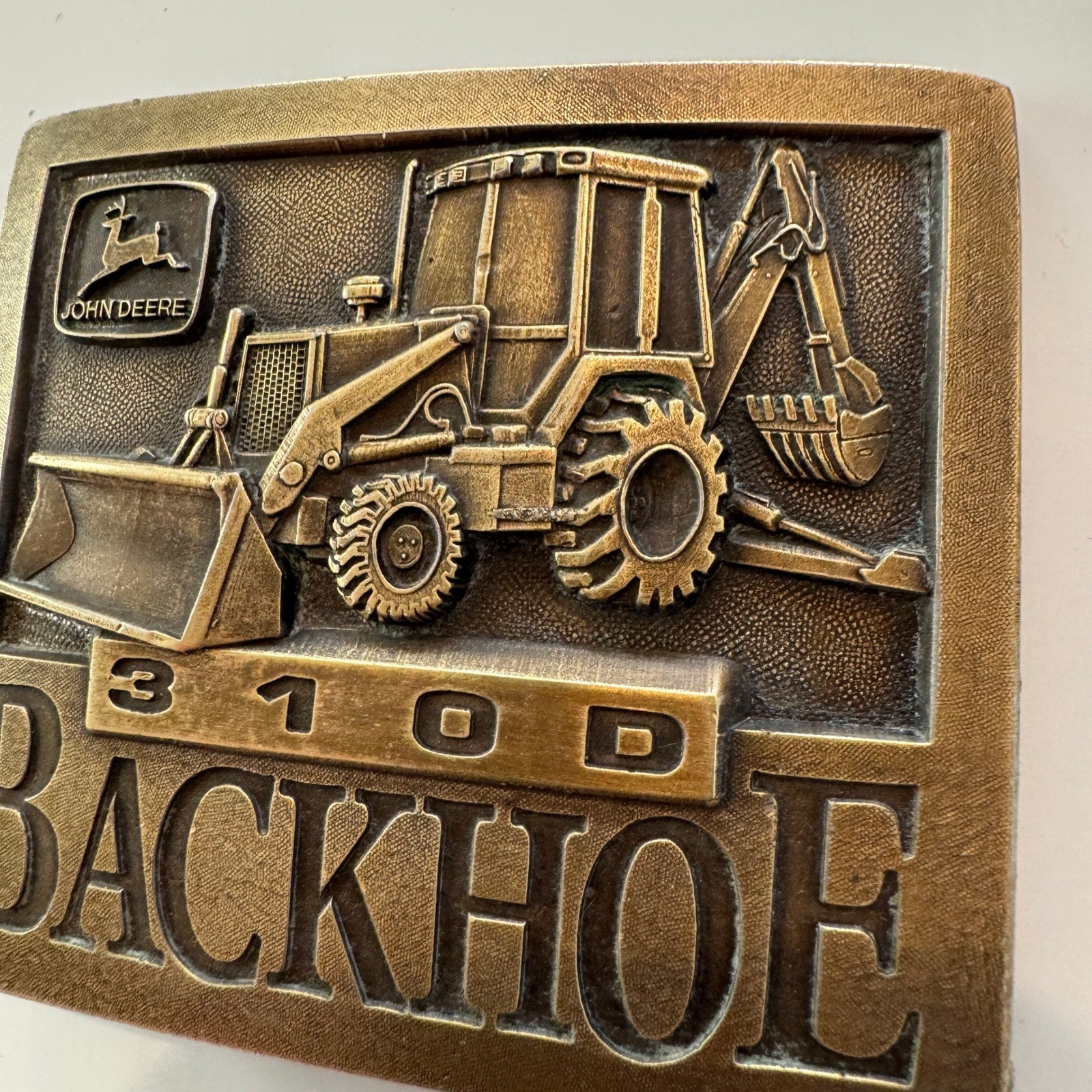 John Deere 310D Backhoe Belt Buckle Vintage Brass Heavy Equipment 1994Tractor