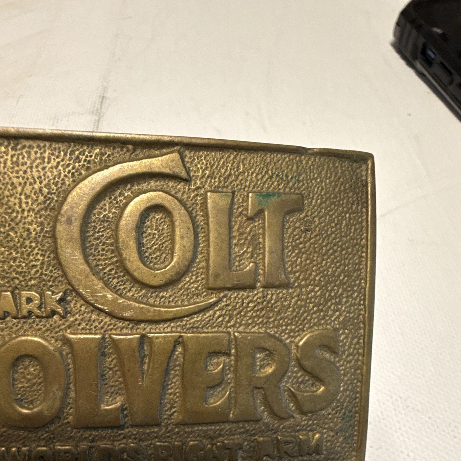 Colt solid brass gold western rectangular belt buckle logo fits 1.75&Prime; 705